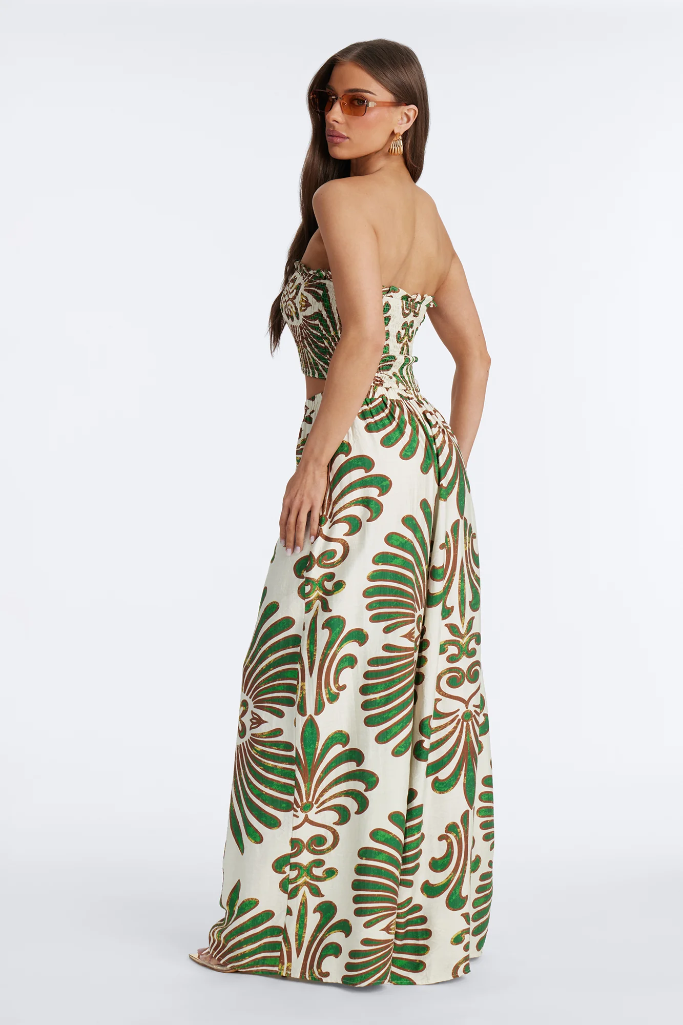 Jenna Printed Linen Pant Set - Green/combo - Image 4