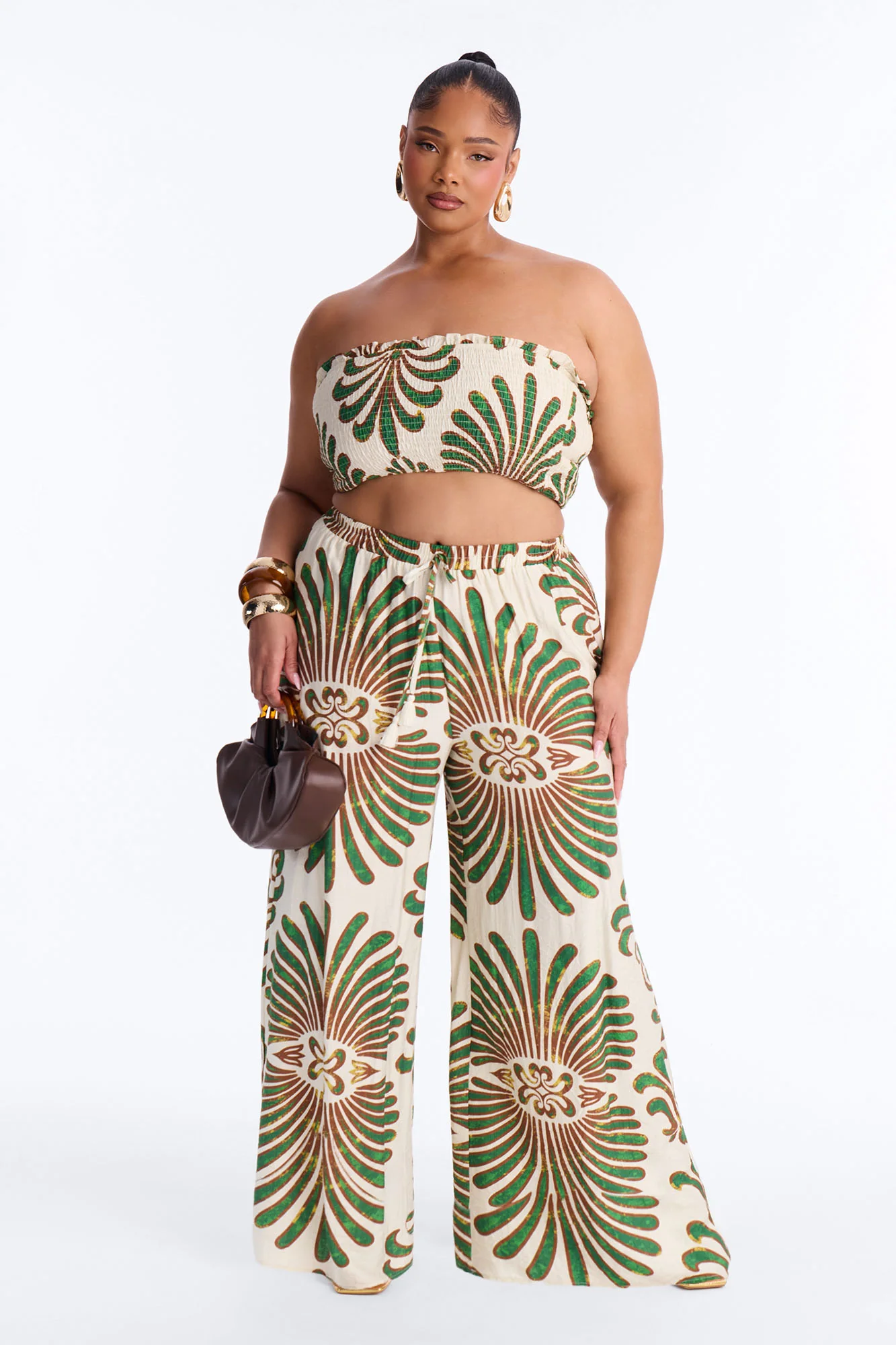 Jenna Printed Linen Pant Set - Green/combo - Image 5