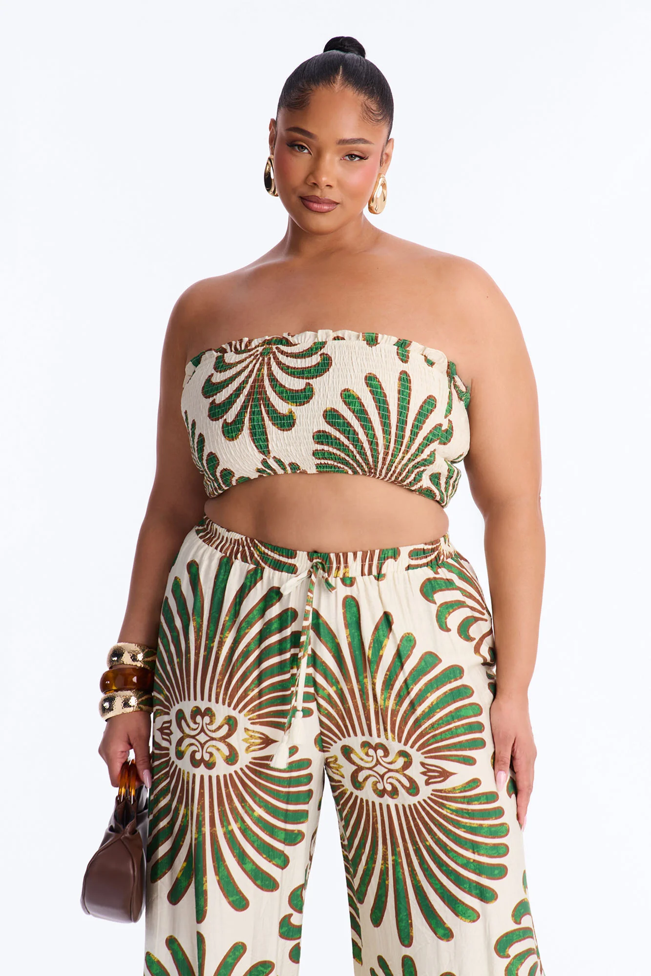 Jenna Printed Linen Pant Set - Green/combo - Image 6