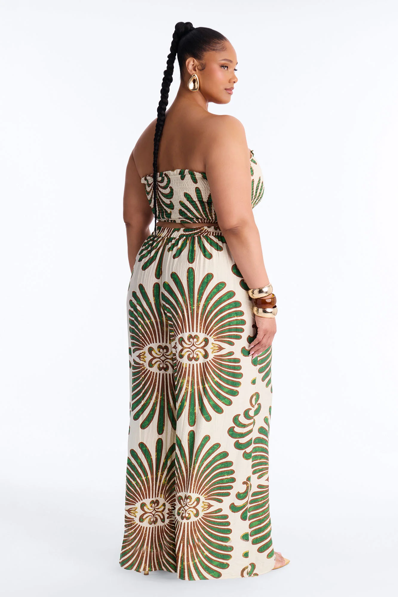 Jenna Printed Linen Pant Set - Green/combo - Image 8