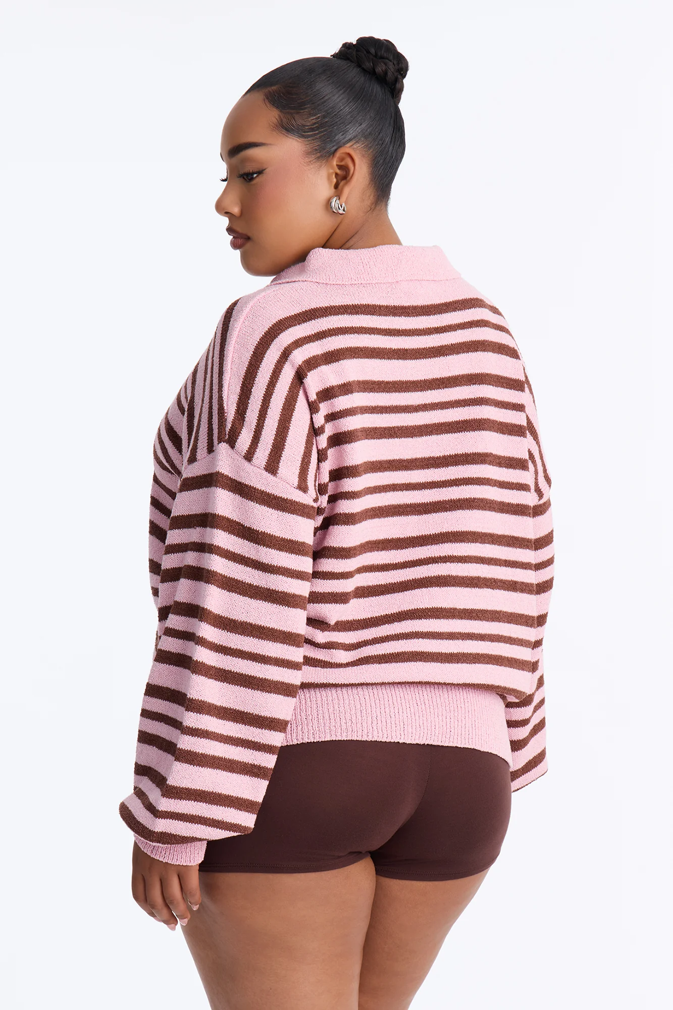 Jennie Striped Oversized Polo Sweater - Pink/combo - Image 7