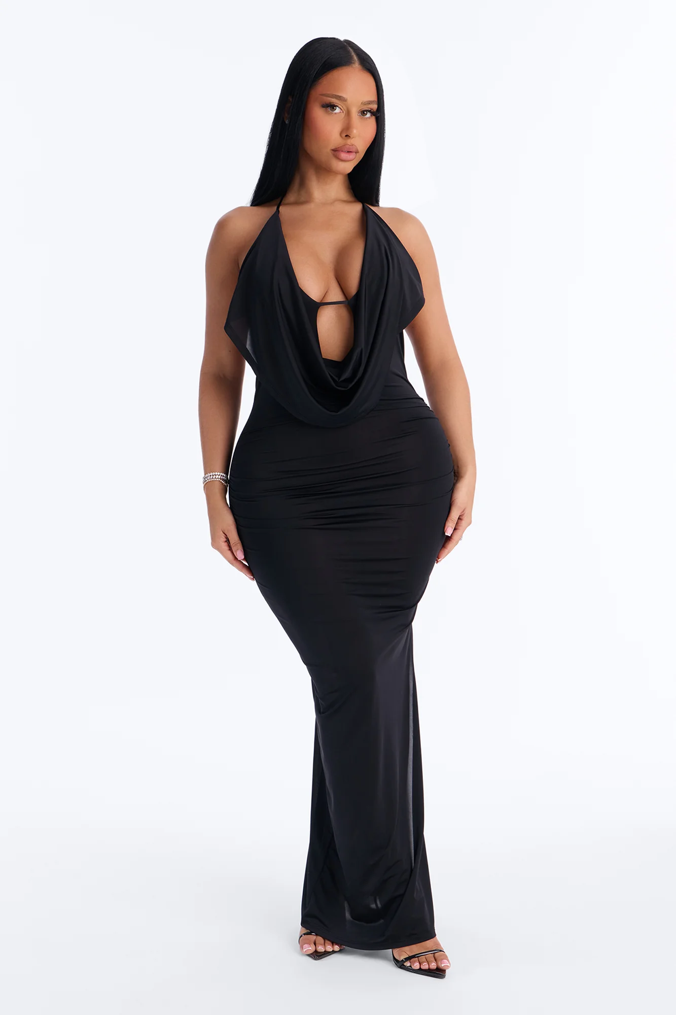 Jennifer Cowl Maxi Dress - Black