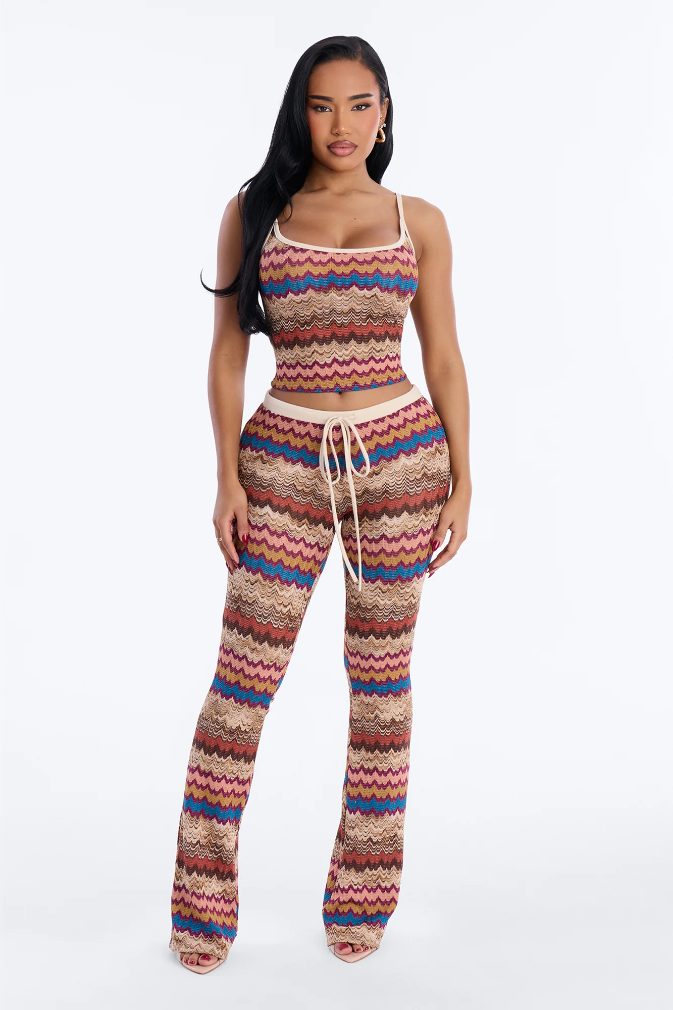 Jessi Chevron Pant Set - Rust/combo