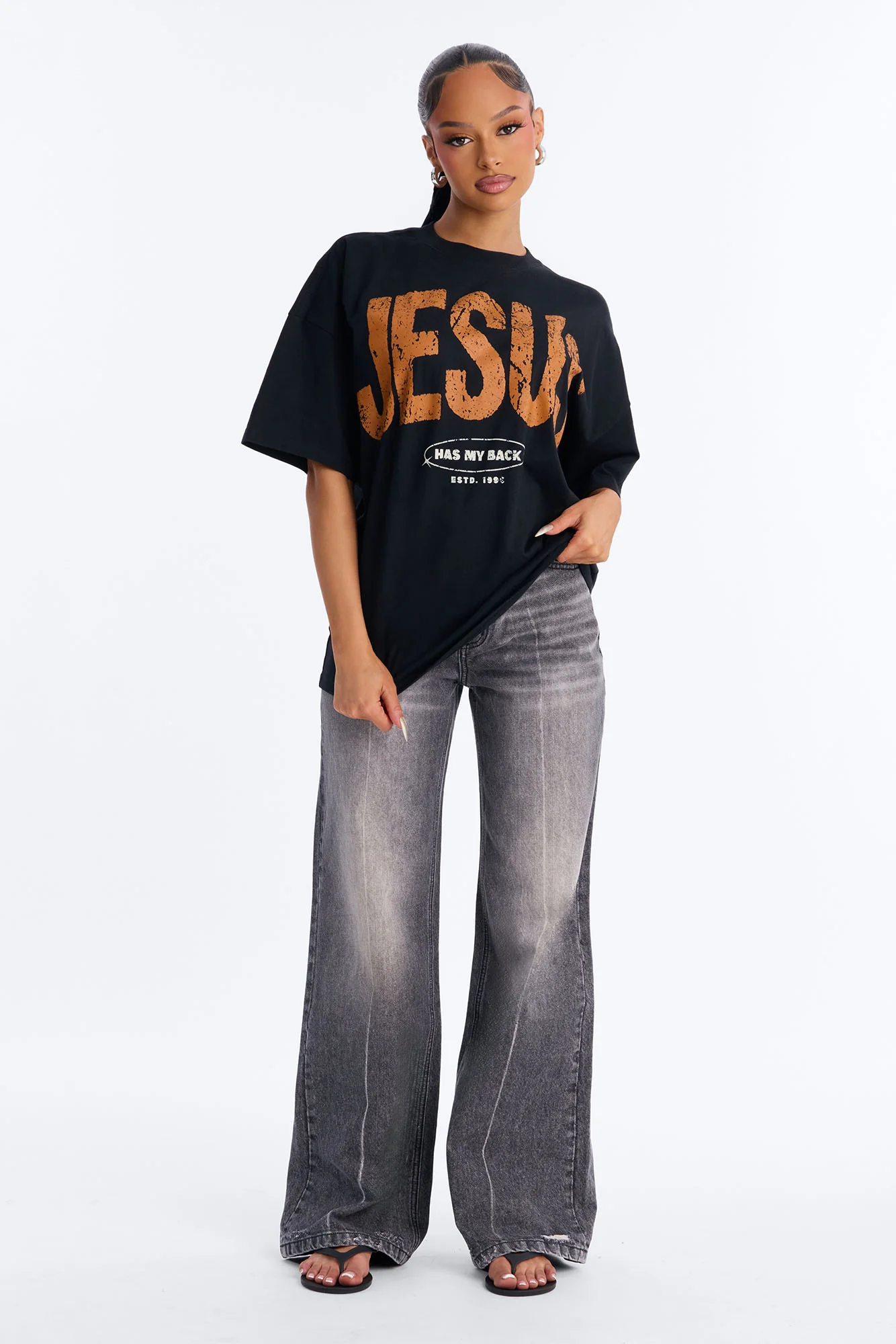 Jesus Has My Back T-Shirt - Black - Image 2
