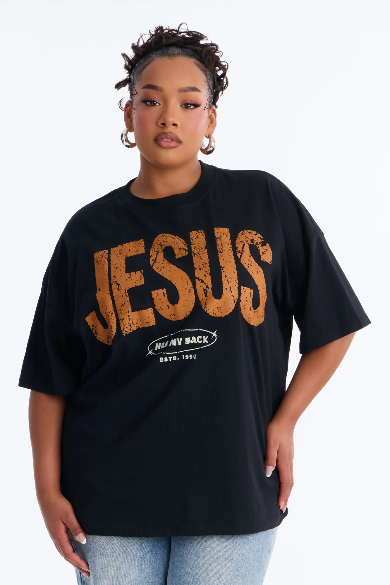 Jesus Has My Back T-Shirt - Black - Image 4