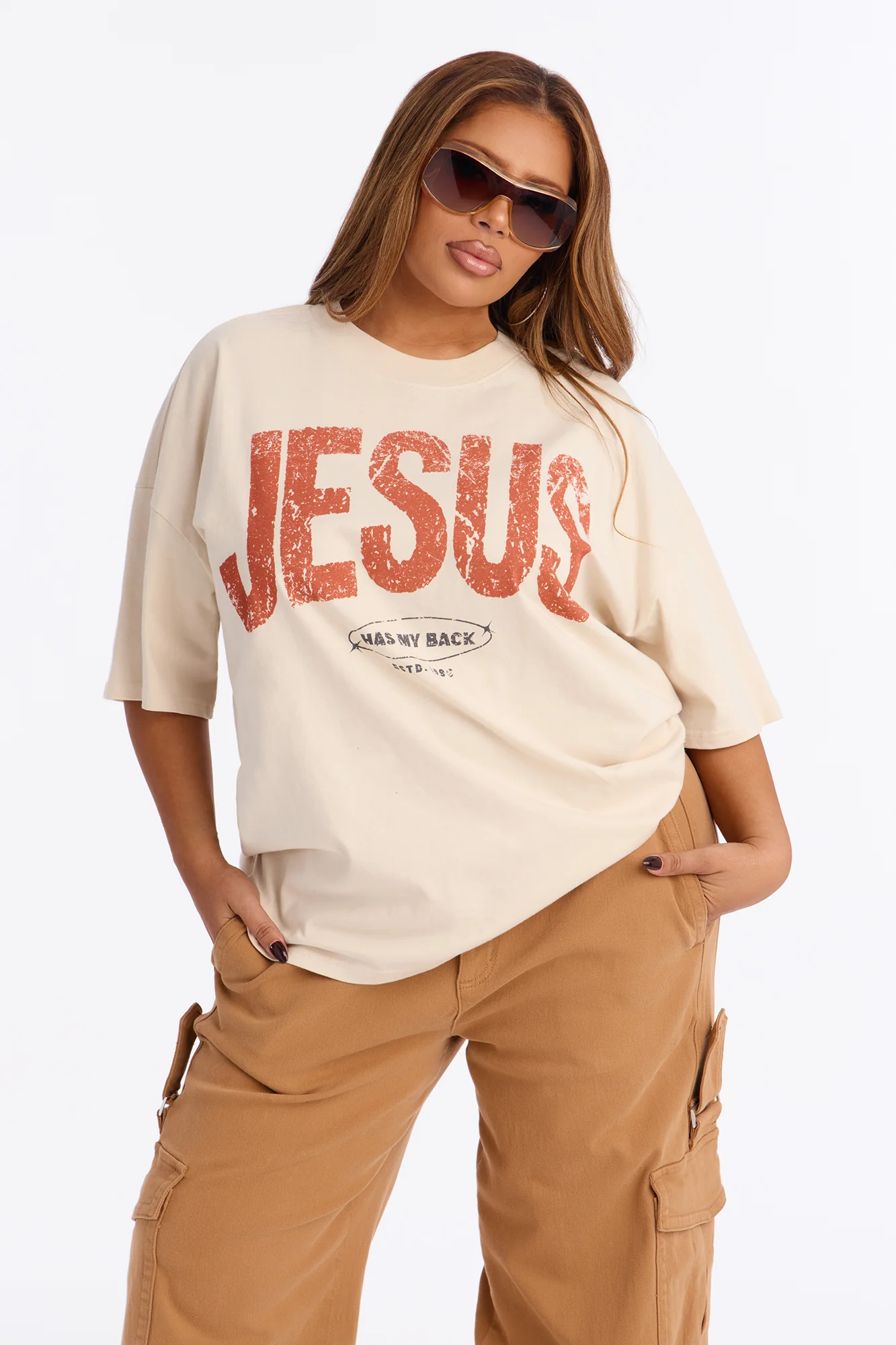 Jesus Has My Back T-Shirt - OffWhite - Image 4