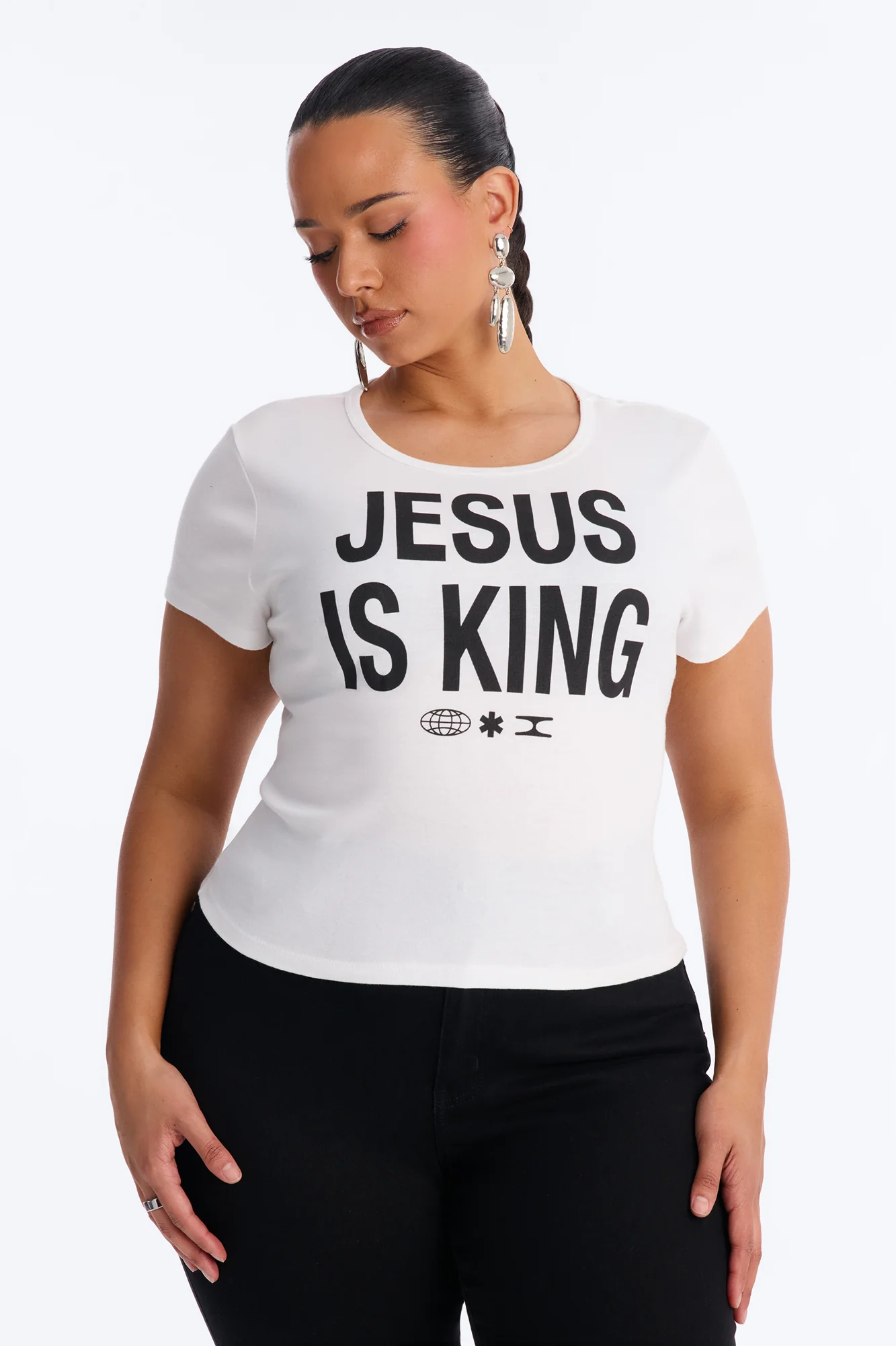 Jesus Is King Baby Tee - White - Image 6