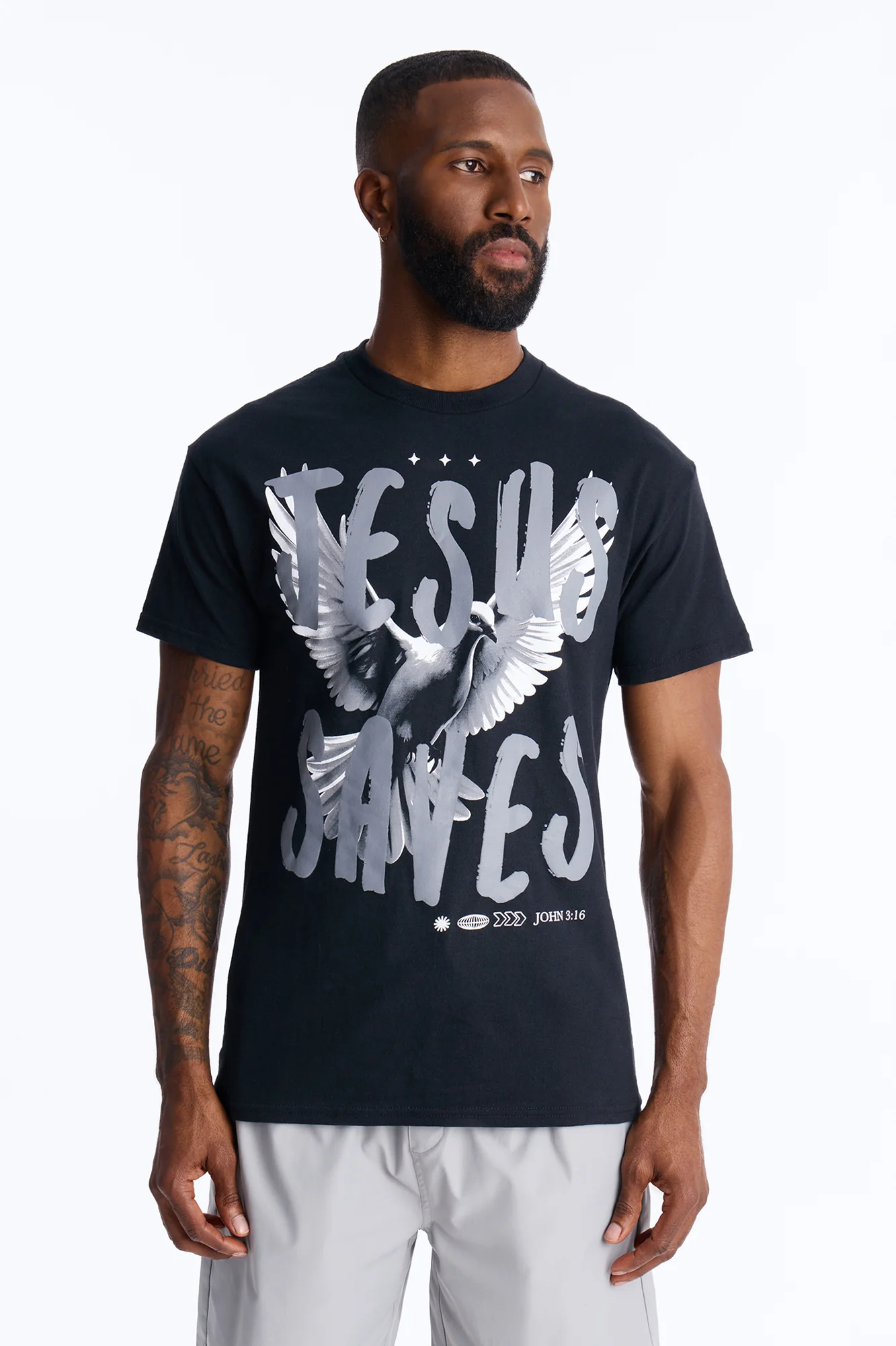 Jesus Saves Repent Short Sleeve Tee - Black - Image 3