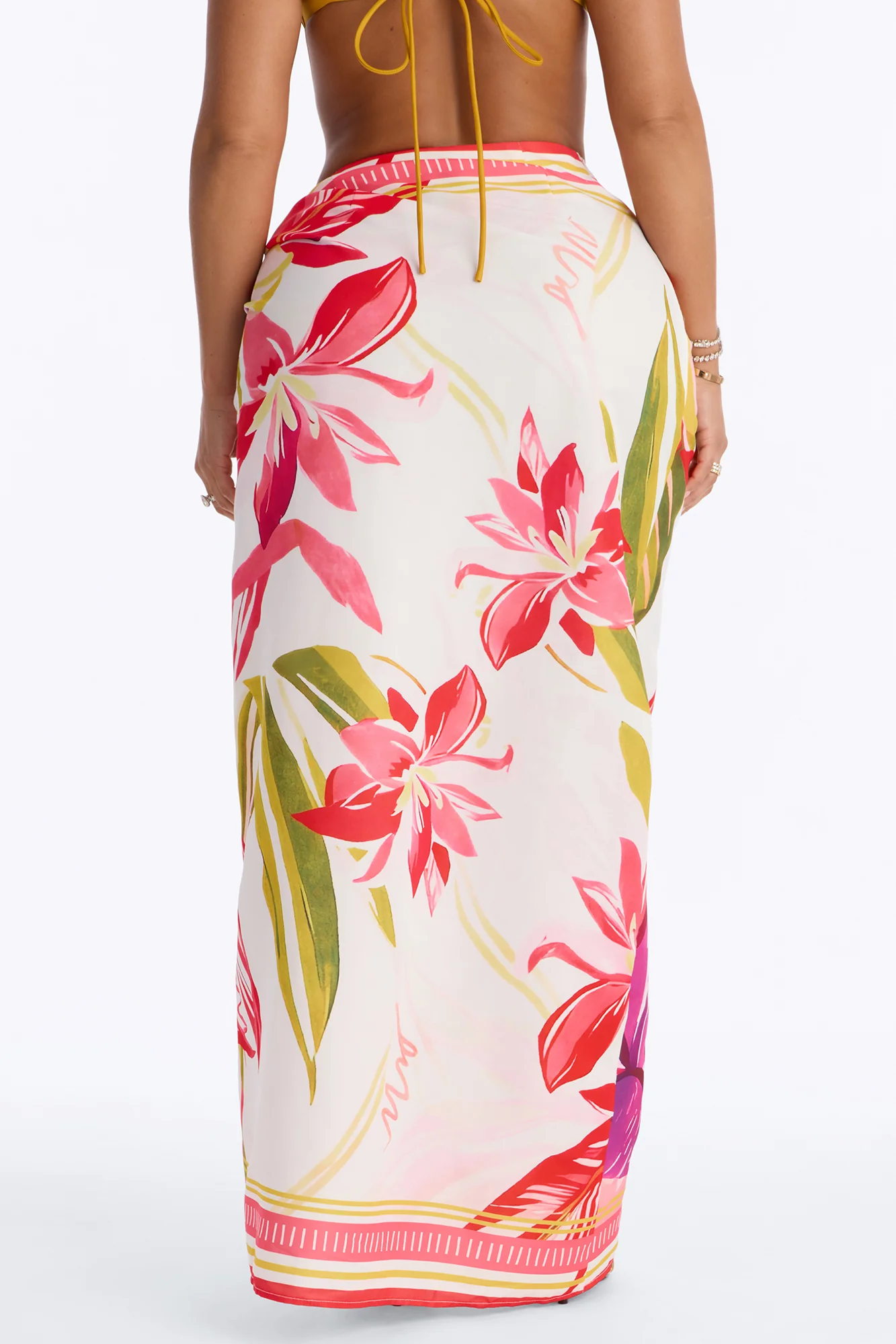 Jet Set Tropical Print Wrap Skirt - Pink/combo - Image 4