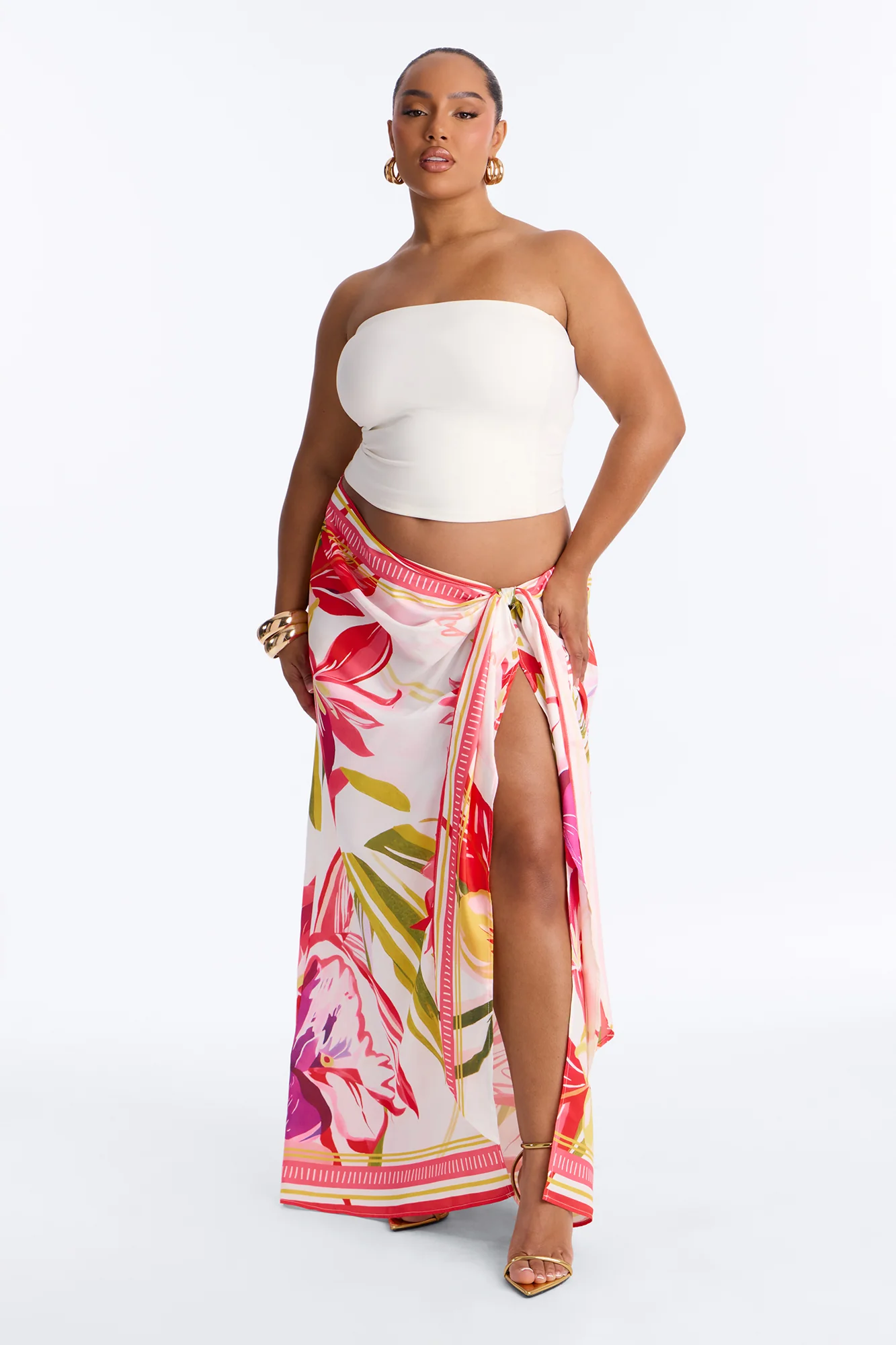 Jet Set Tropical Print Wrap Skirt - Pink/combo - Image 5