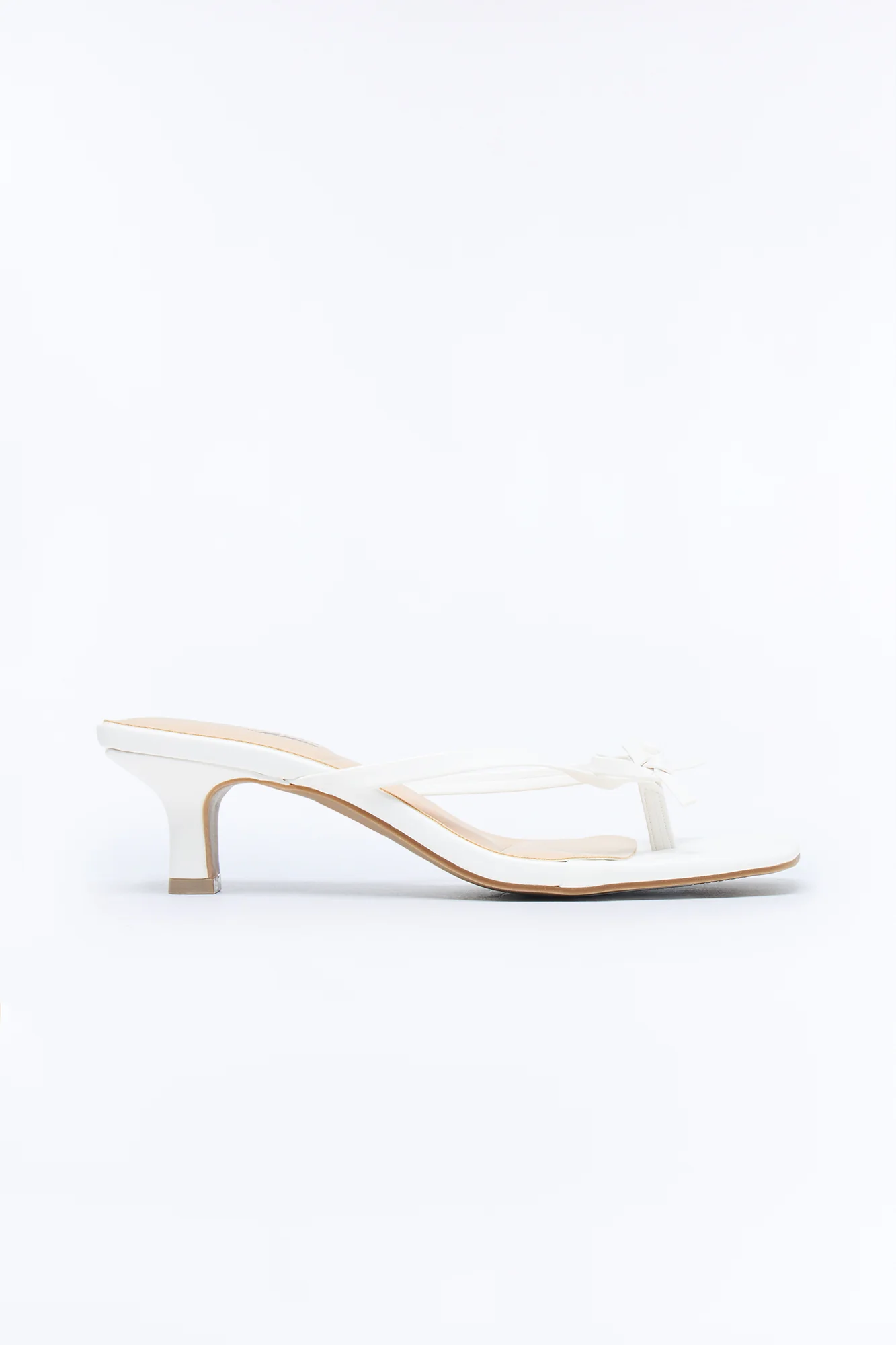 Jezabell Bow Thong Kitten Heels - White - Image 2