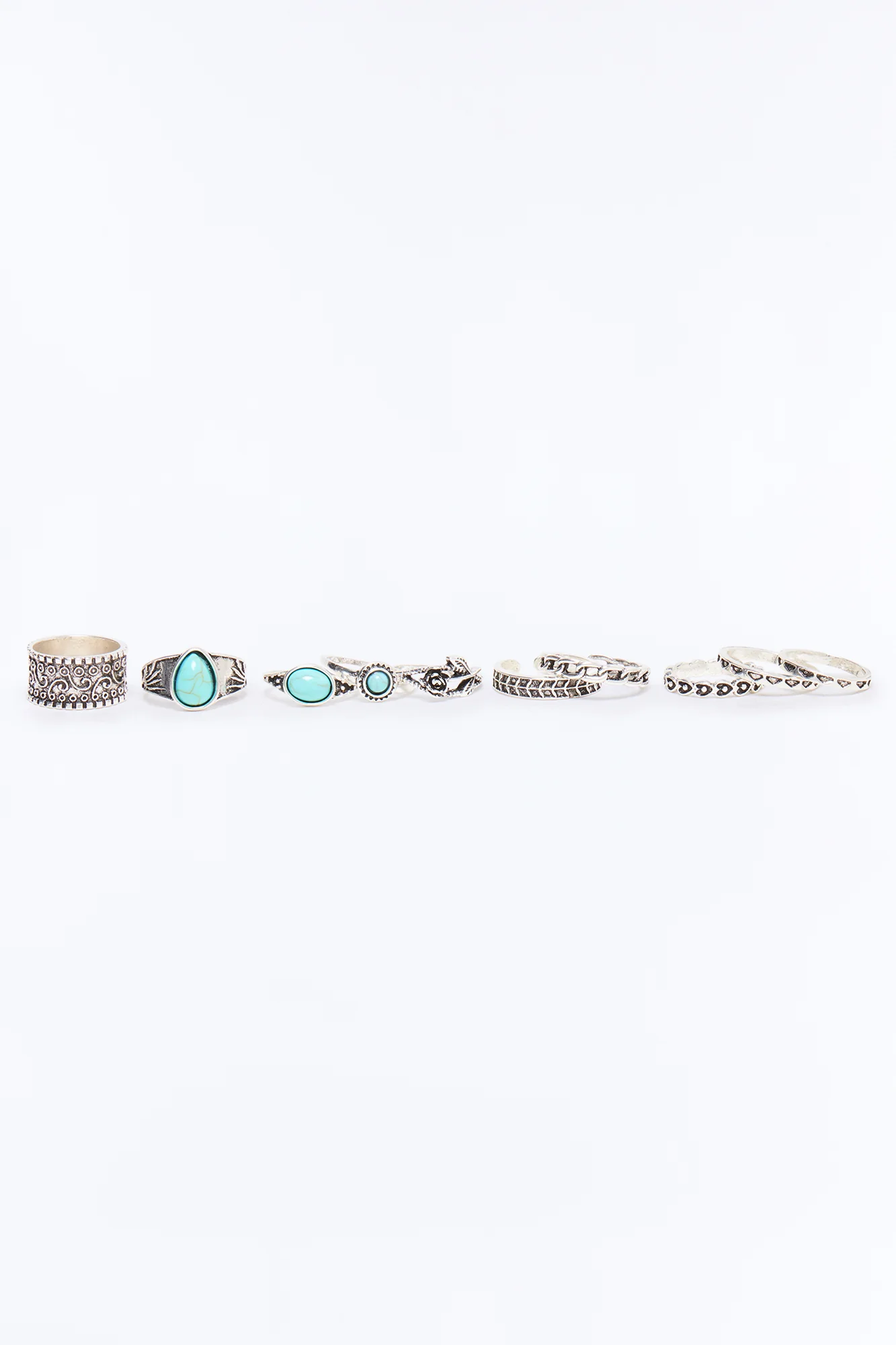 Jordina 10 Piece Multi Ring Set - Turquoise