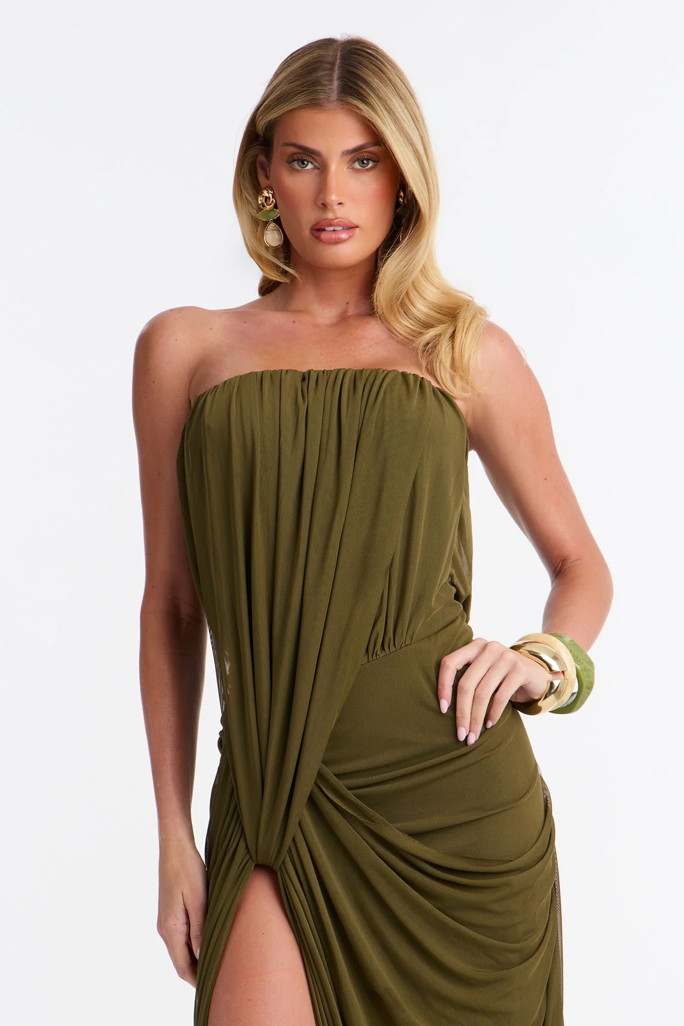 Jordynn Mesh Maxi Dress - Olive - Image 2