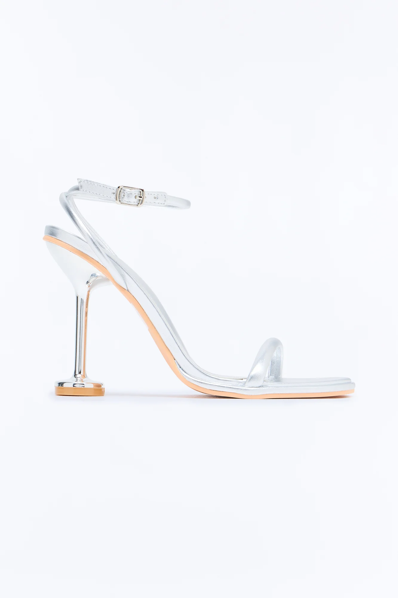 Jozette Ankle Strap Heels - Silver - Image 3
