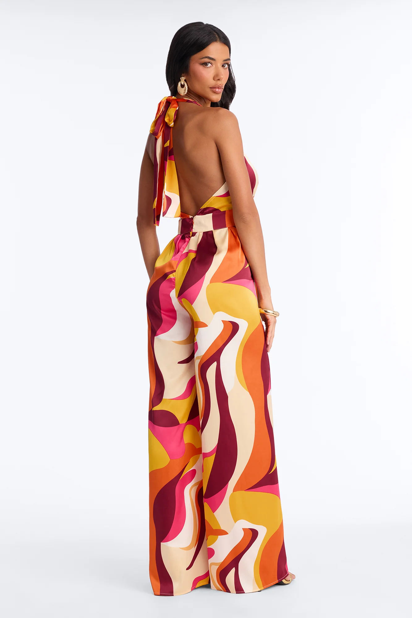 Jules Belted Wide Leg Jumpsuit - Pink - Image 4