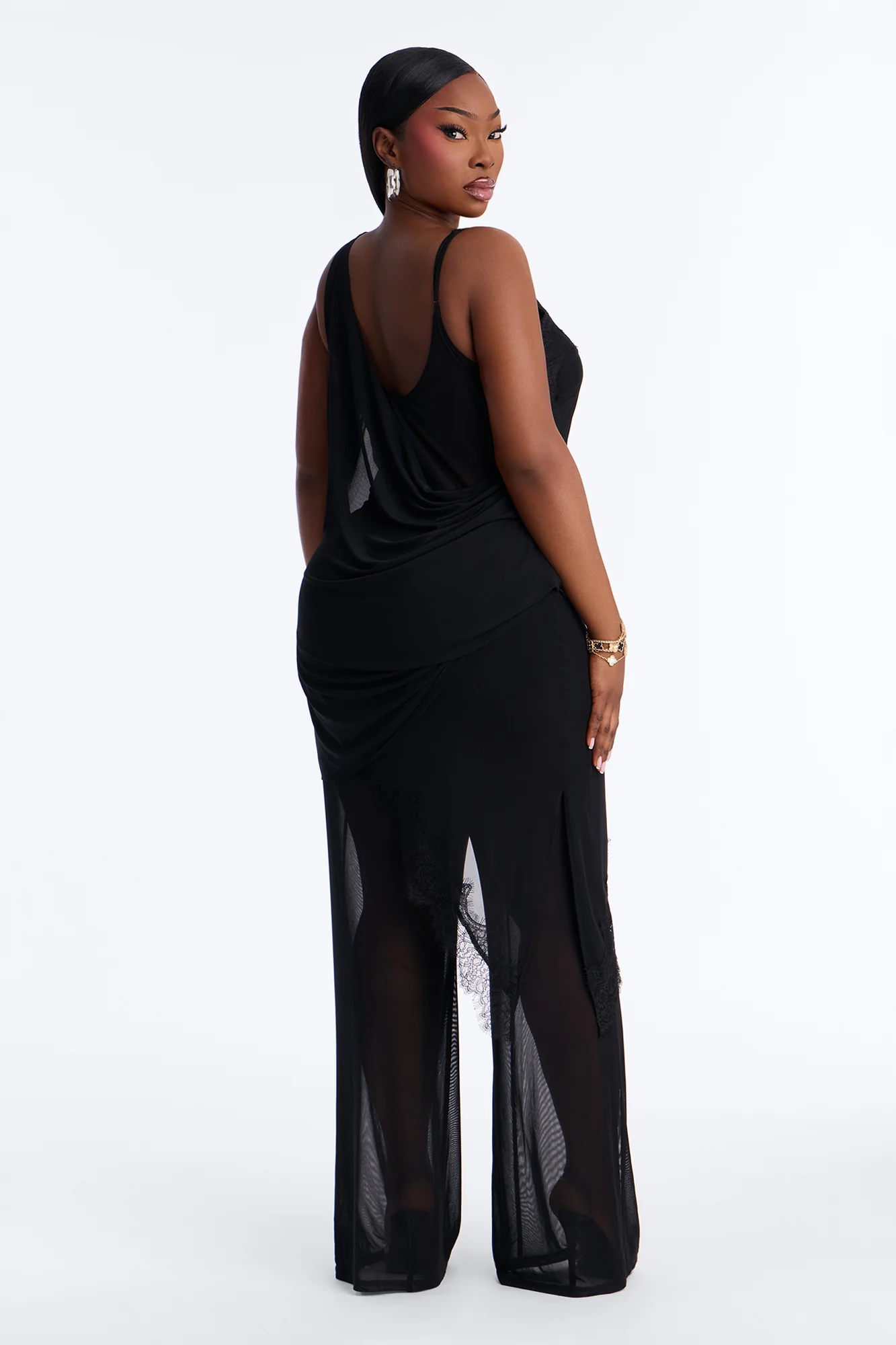 Jules Lace Mesh Pant Set - Black - Image 8
