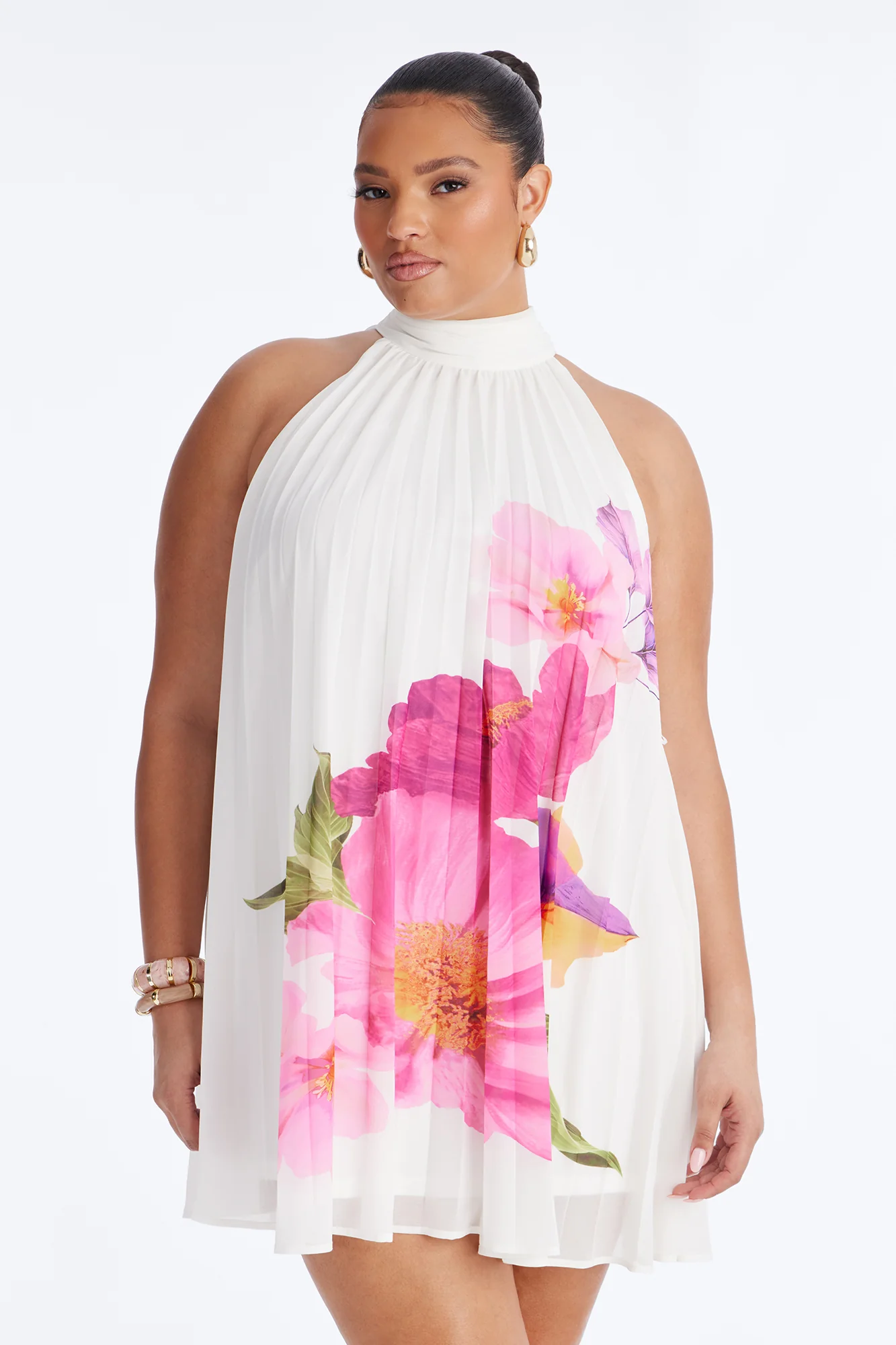 Juliana Sleeveless Chiffon Mini Dress - Ivory - Image 5