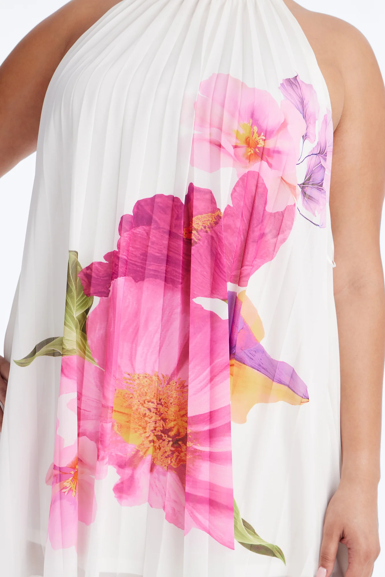 Juliana Sleeveless Chiffon Mini Dress - Ivory - Image 7