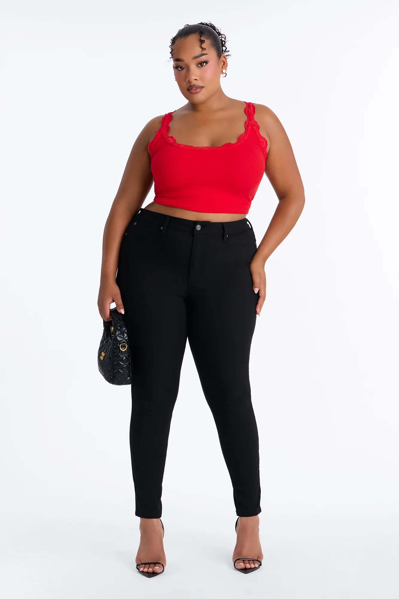 Julianna Lace Trim Tank - DarkRed - Image 5
