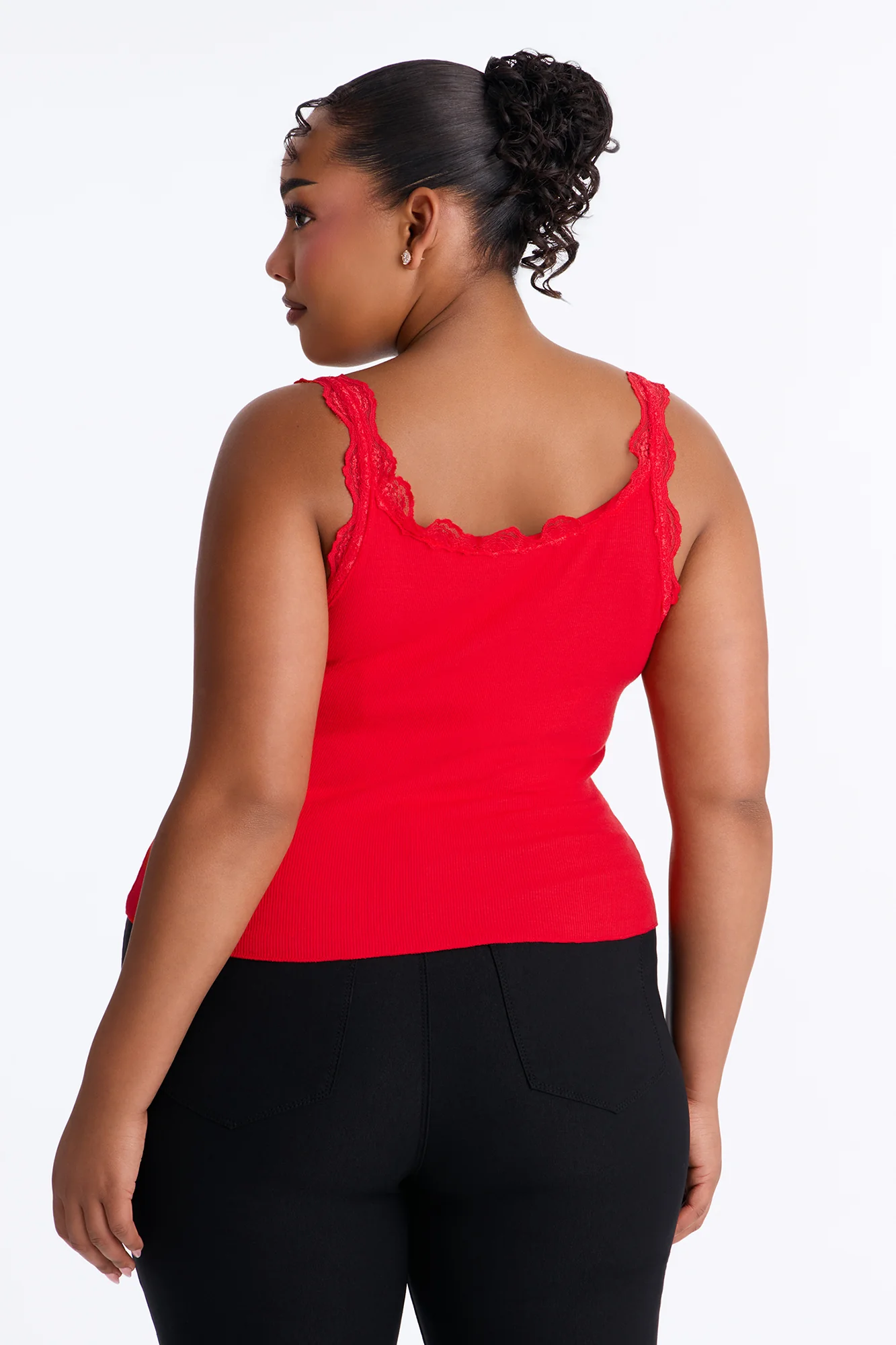 Julianna Lace Trim Tank - DarkRed - Image 6