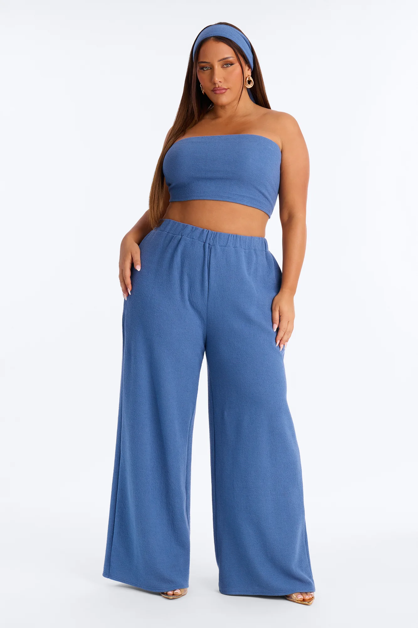 Juliette Textured 3 Piece Pant Set - Blue - Image 5