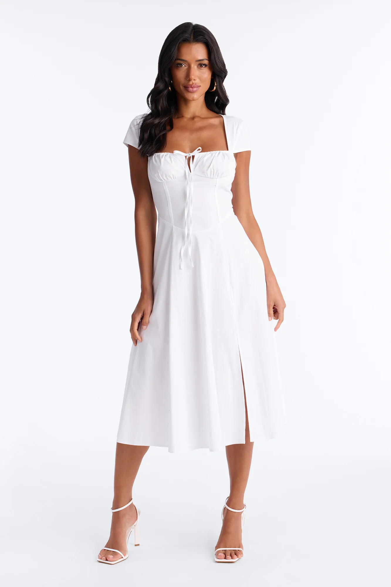 Juniper Cap Sleeve Midi Dress - White