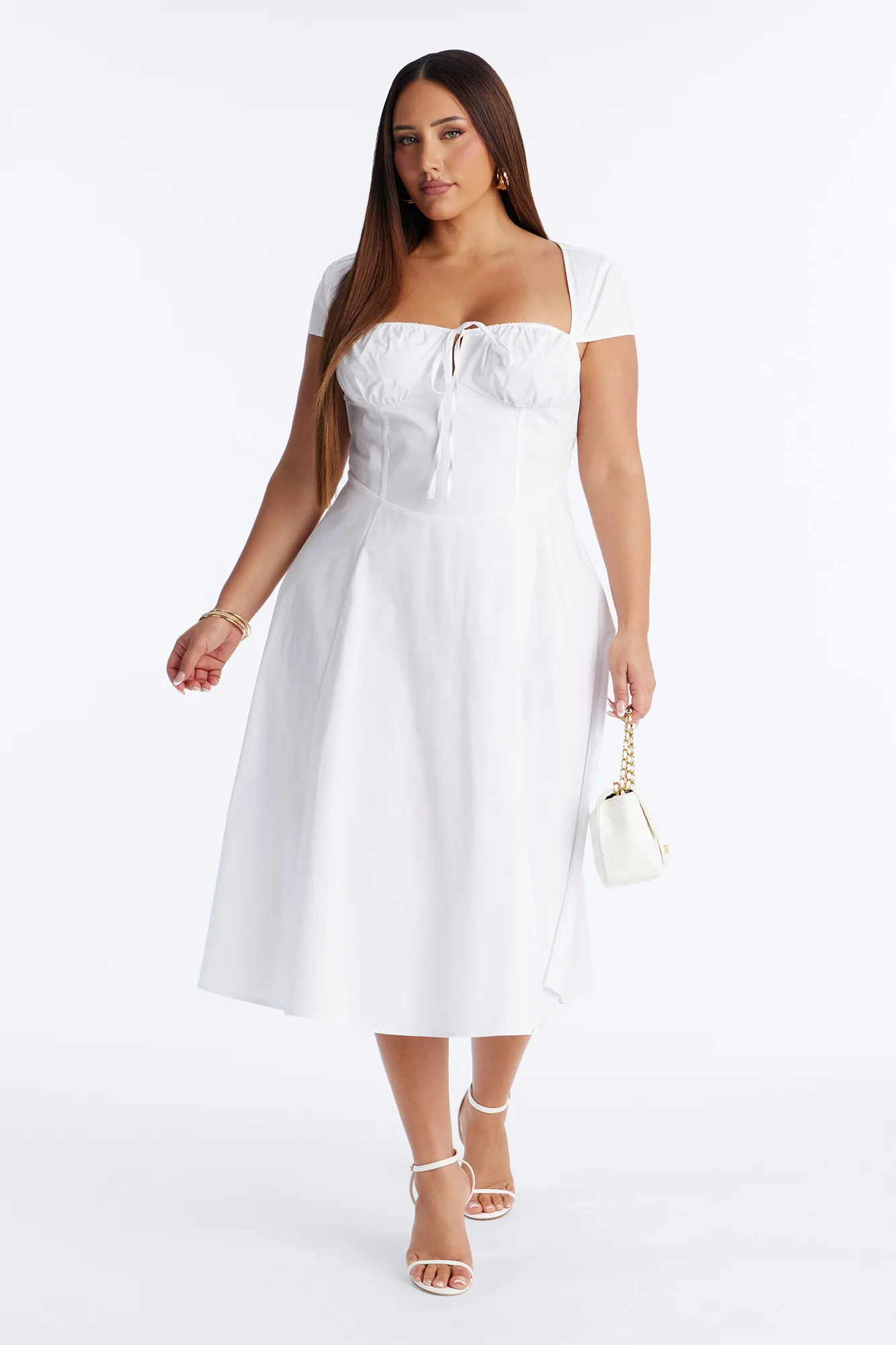 Juniper Cap Sleeve Midi Dress - White - Image 5