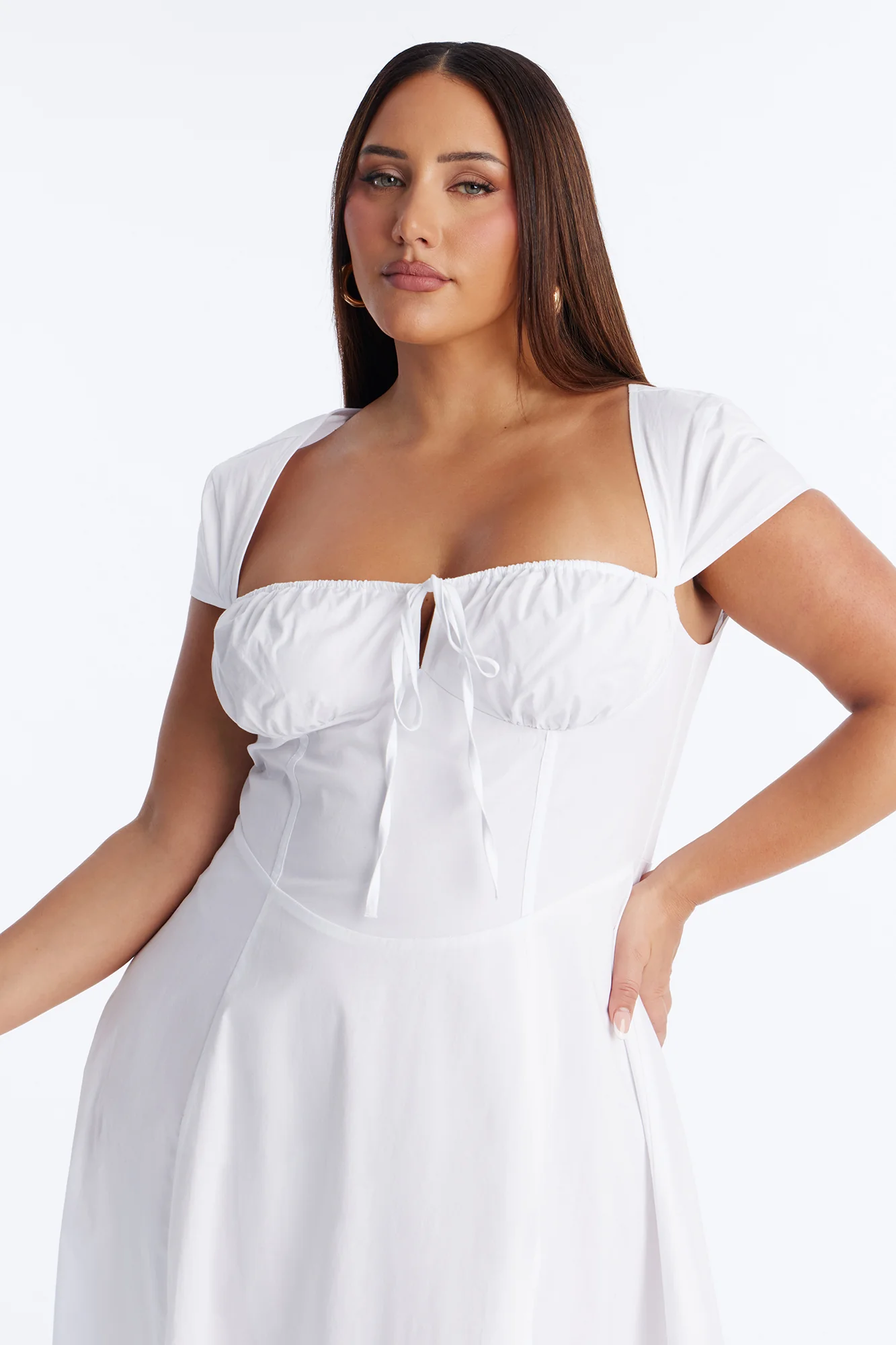 Juniper Cap Sleeve Midi Dress - White - Image 6