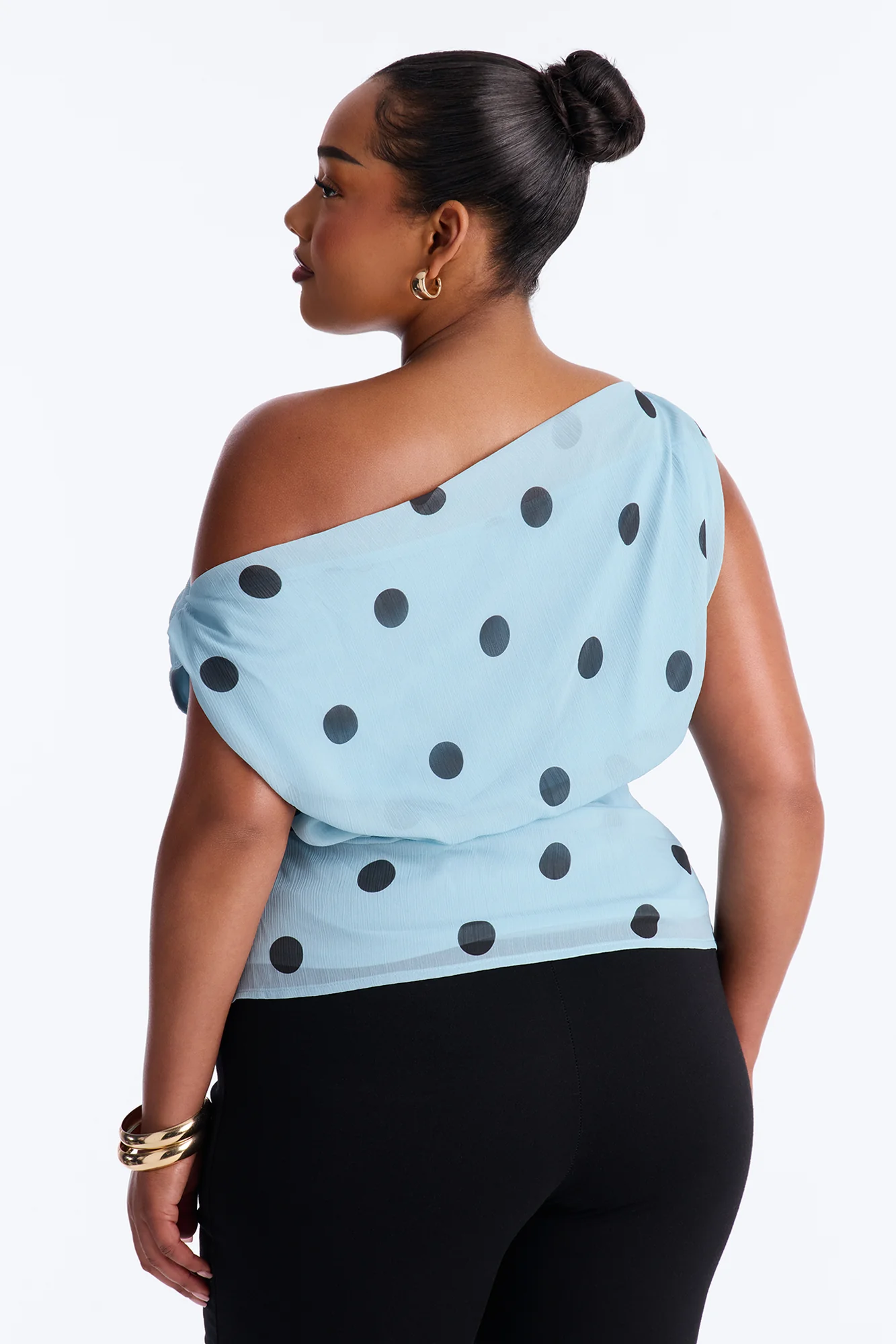 Just Being Me Polka Dot Chiffon Top - Blue/combo - Image 8