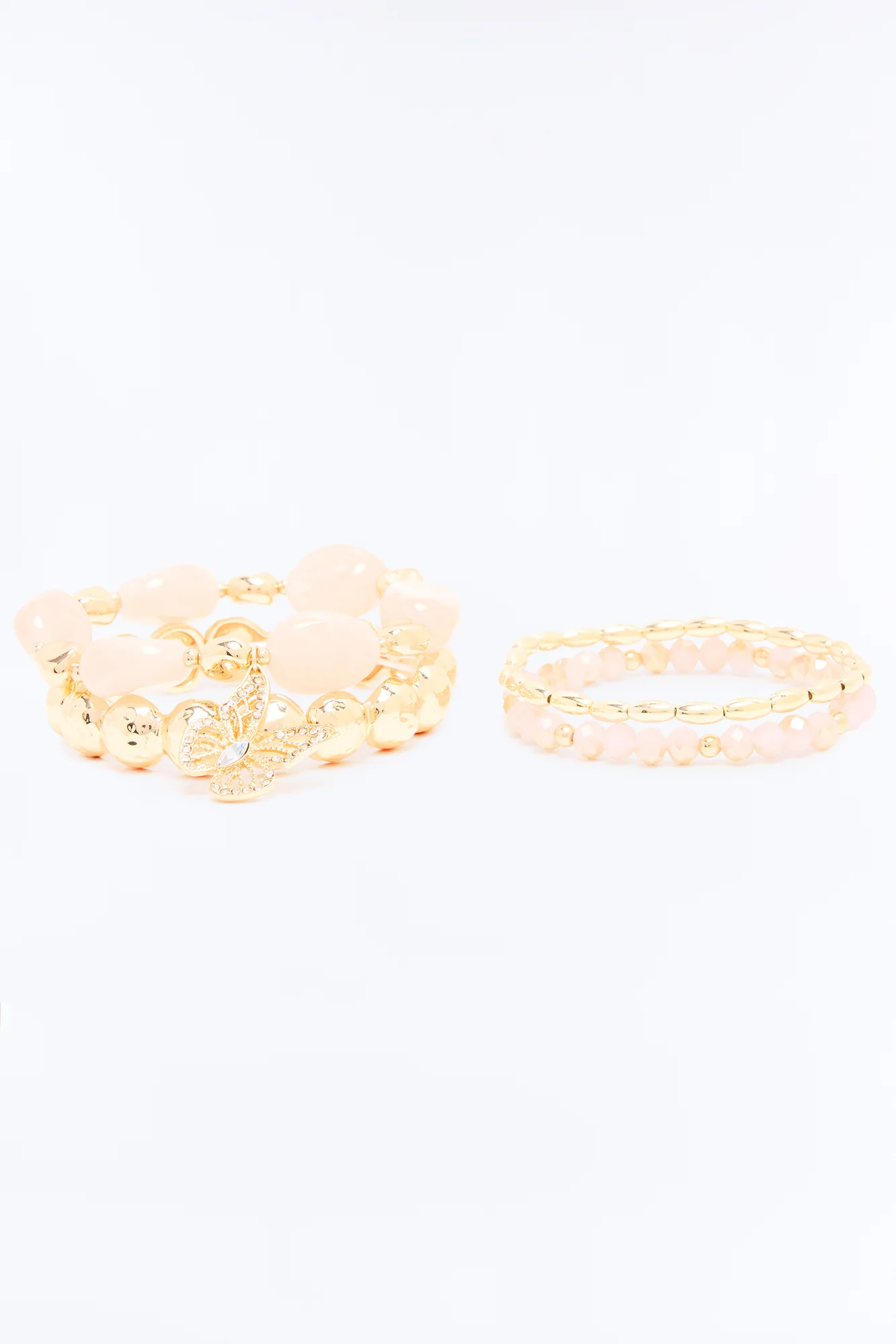 Just Like A Butterfly 4 Piece Bracelet Set - Gold/Pink - Image 3