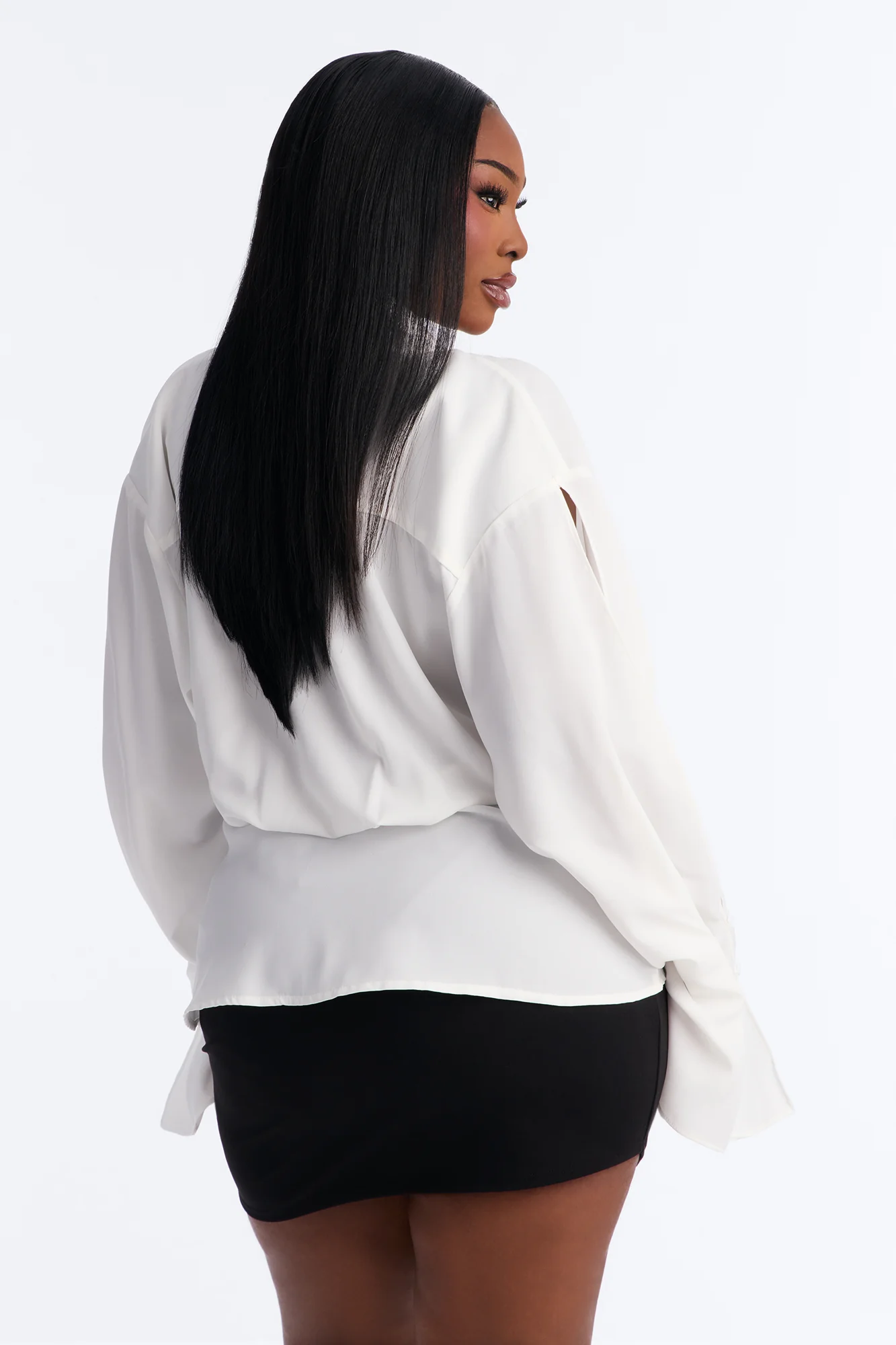 Just Like That Ruched V Neck Chiffon Blouse - White - Image 7