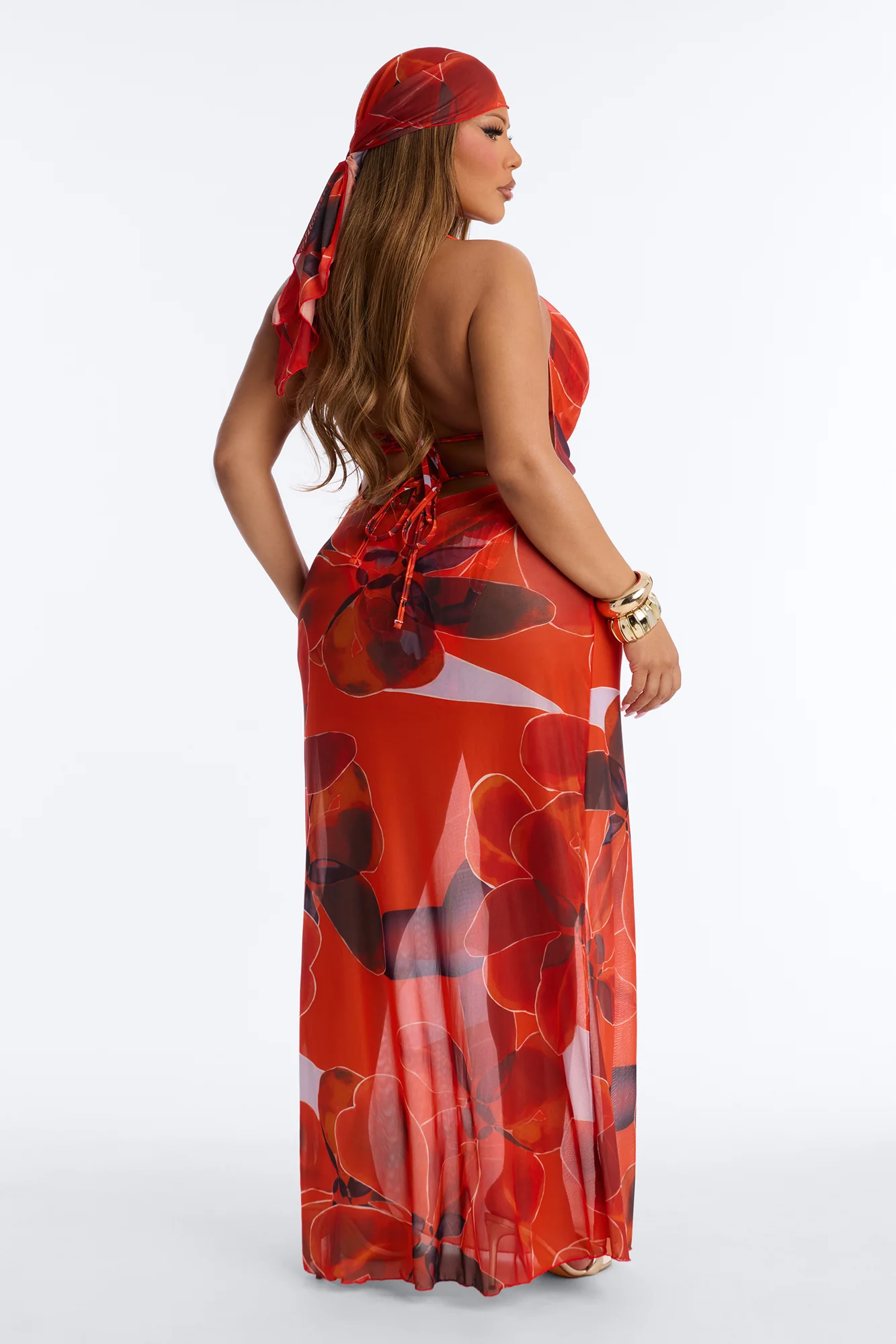 Just Say The Word Bikini And Coverup Set - Orange/combo - Image 10