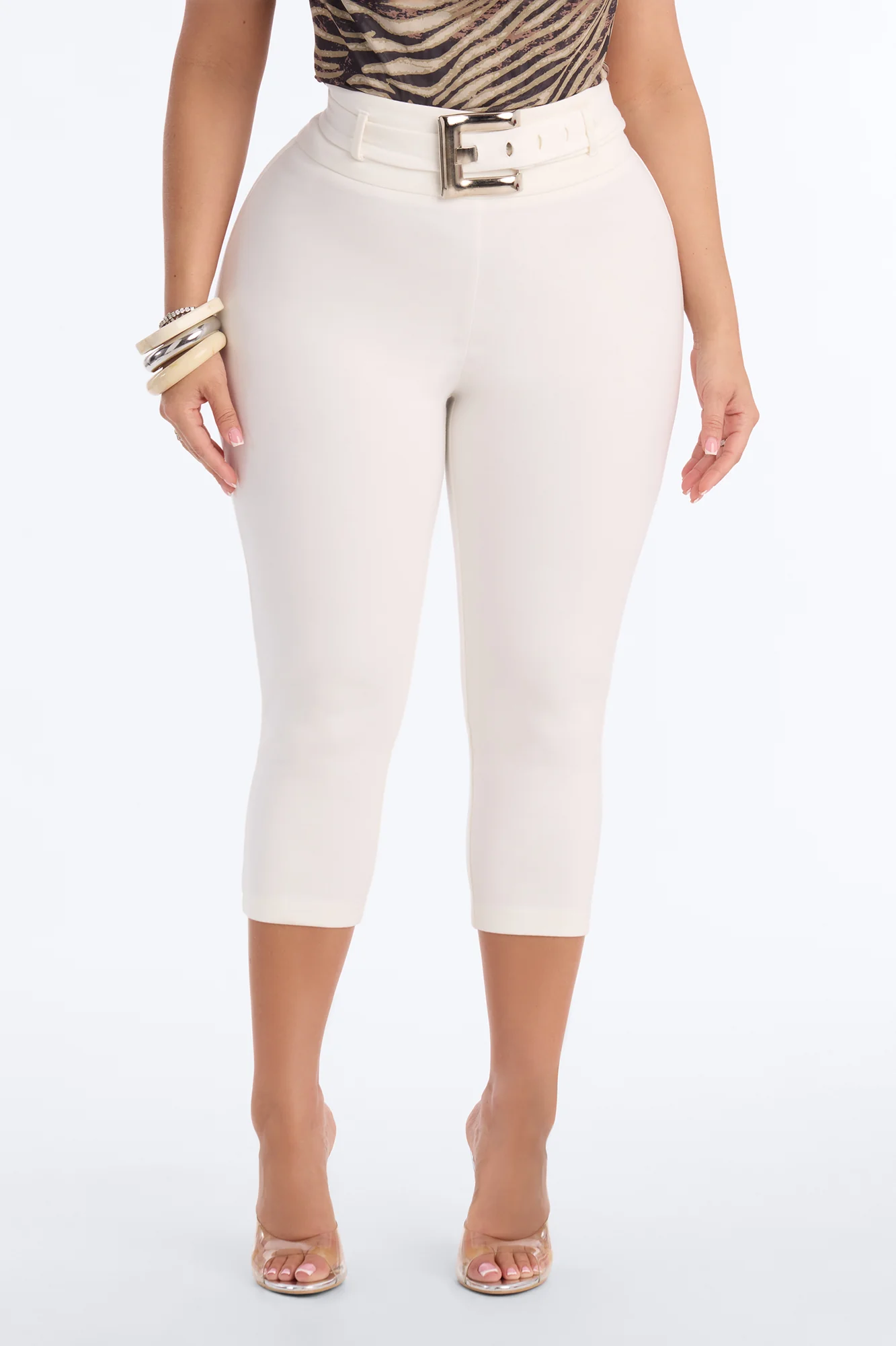 Kailany High Rise Capri Skinny Pant - Ivory - Image 2