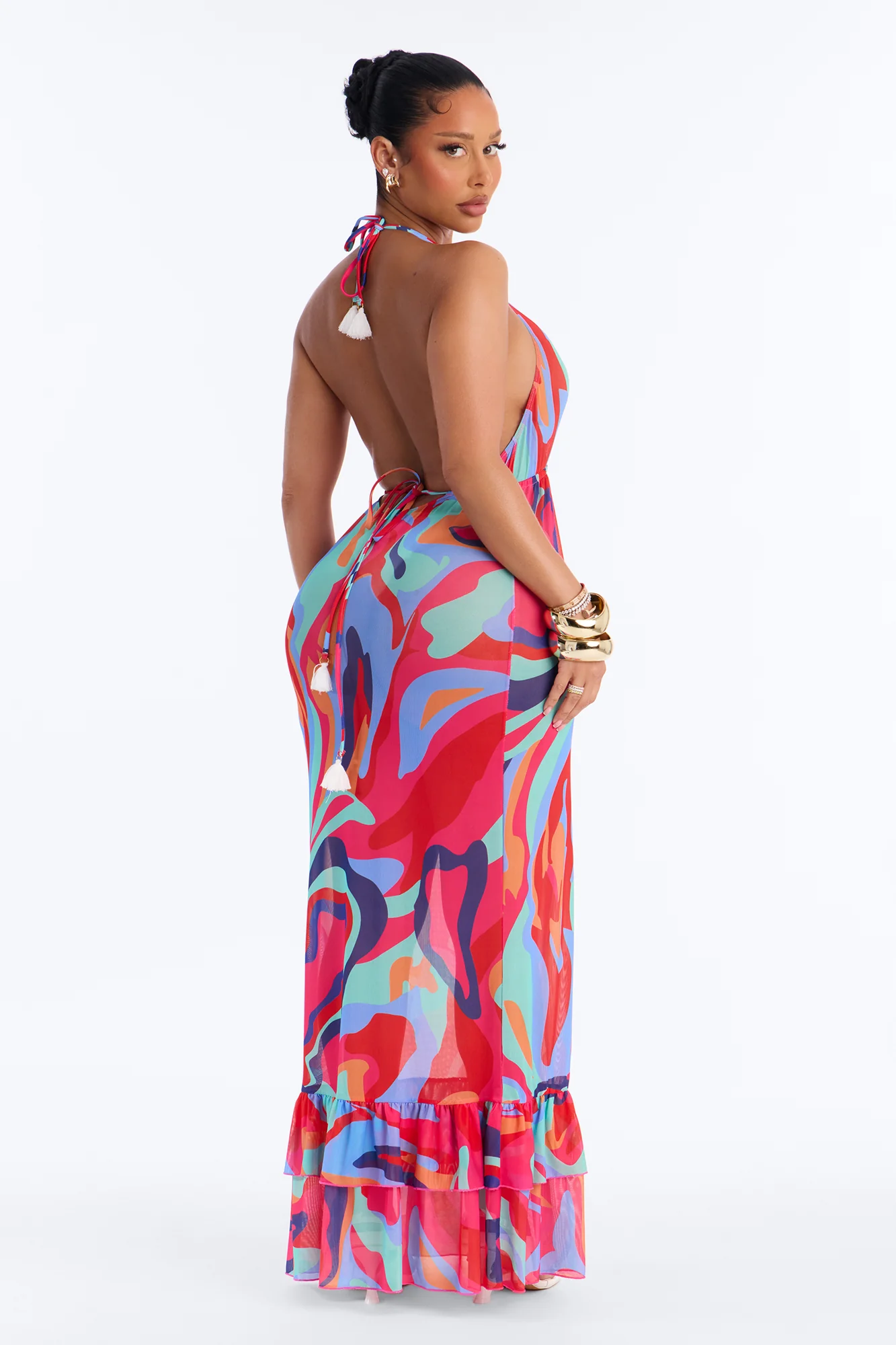 Kairi Swim Cover Up Maxi Dress - Multi Color - Image 4
