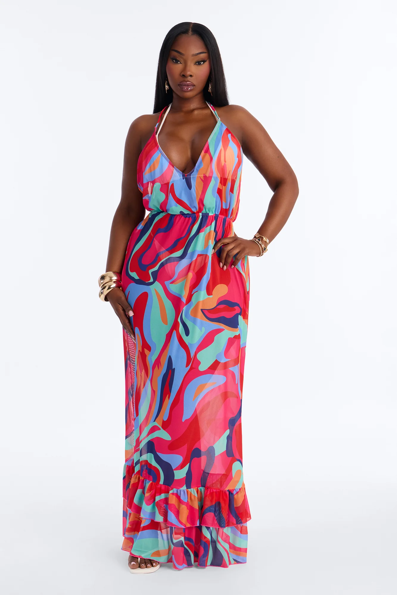 Kairi Swim Cover Up Maxi Dress - Multi Color - Image 5