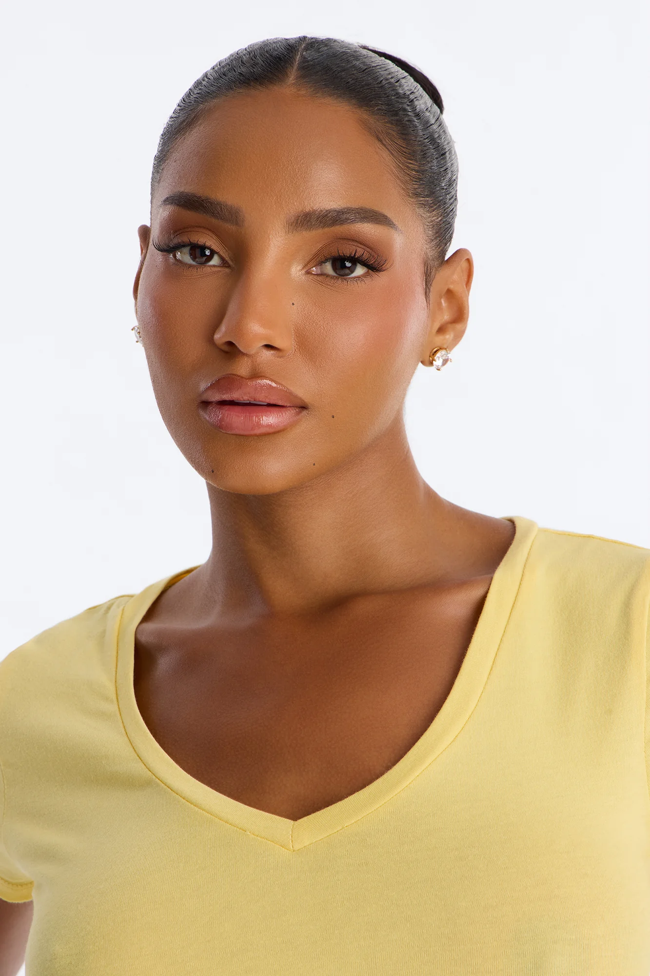 Kaitlyn V Neck Crop Top - Butter Yellow - Image 3