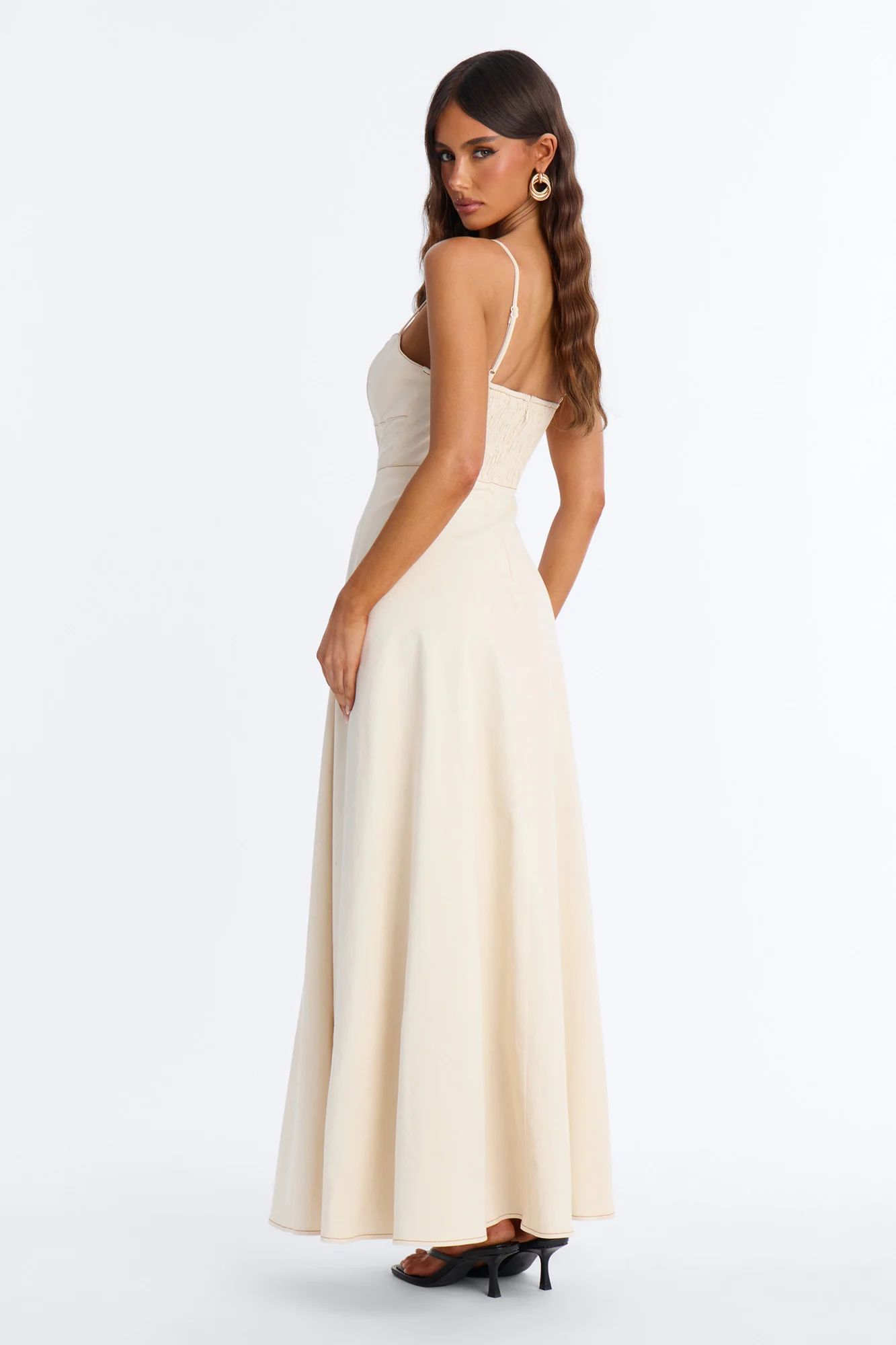 Kamryn Denim Maxi Dress - Cream - Image 4