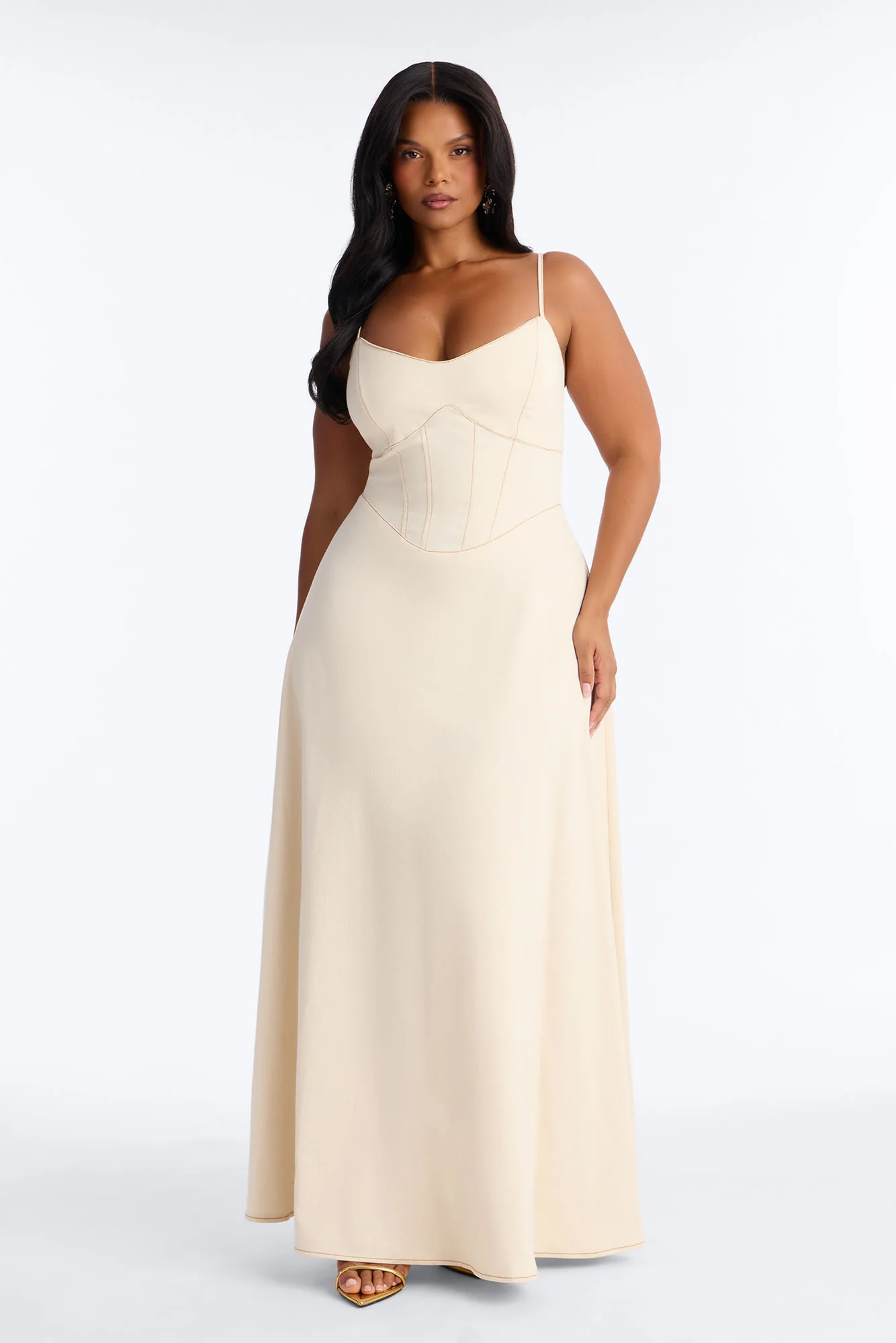 Kamryn Denim Maxi Dress - Cream - Image 5