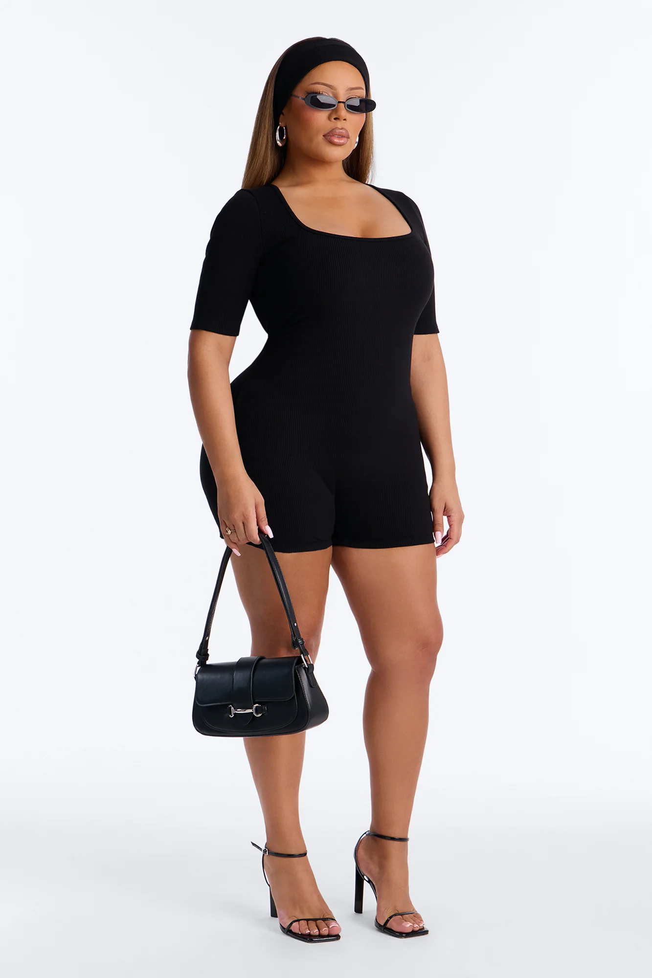 Karly Snatched 2 Piece Headband And Romper - Black - Image 6