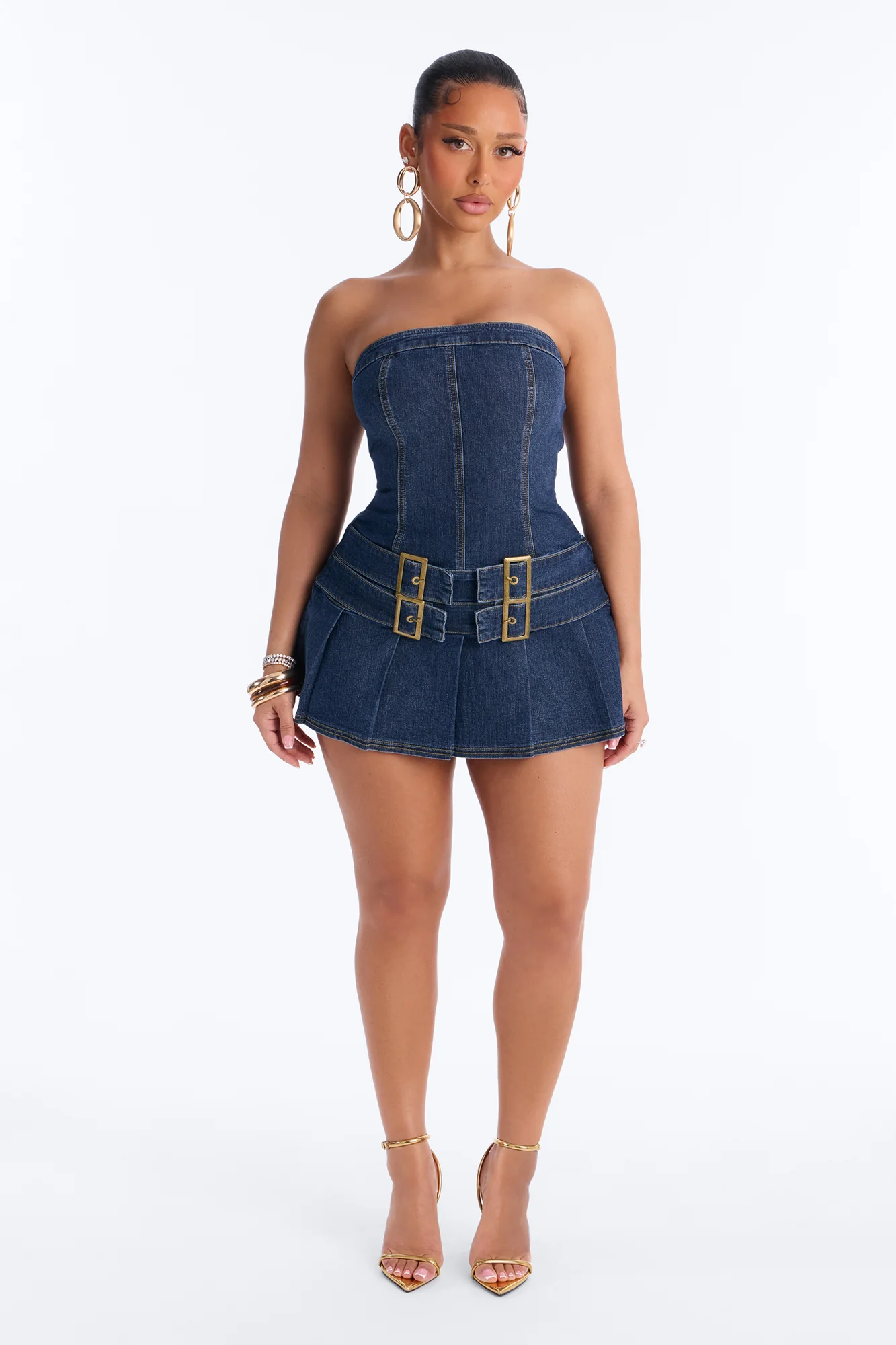 Karolina Strapless Denim Mini Dress - MediumWash