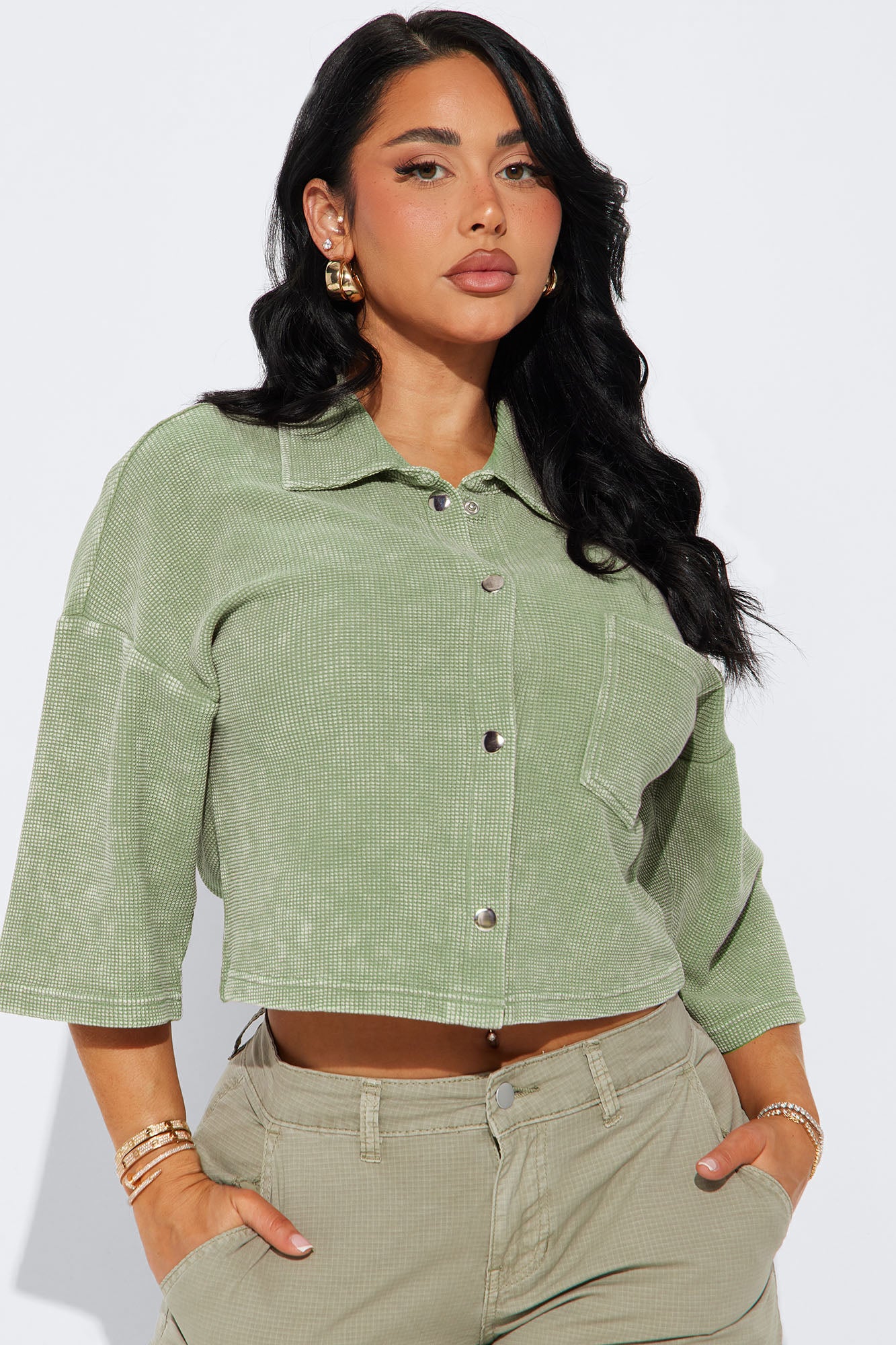 Kassidy Short Sleeve Top - Olive - Image 3