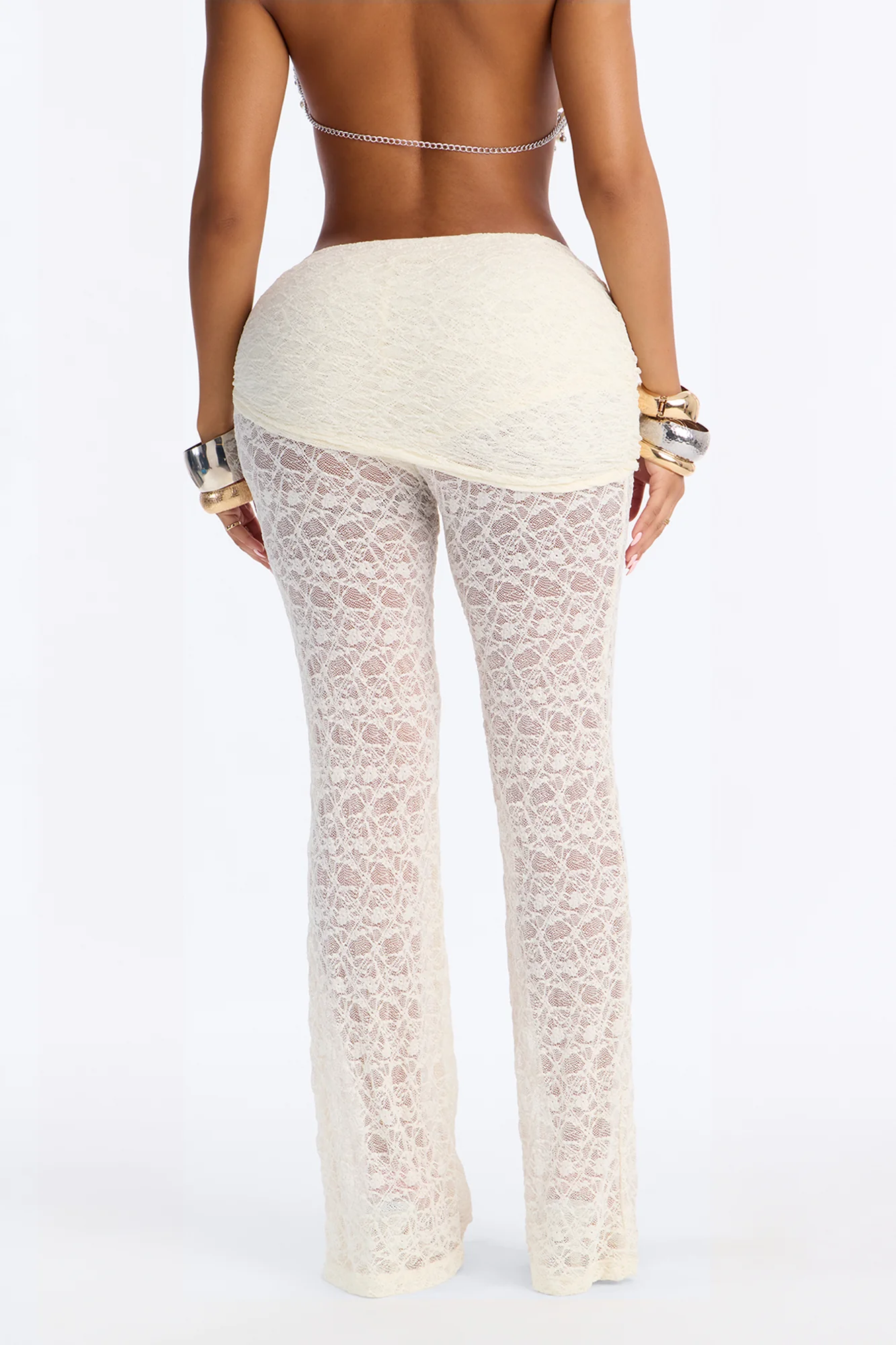 Katerina Sheer Lace Skirted Pant 33″ - Ivory - Image 4