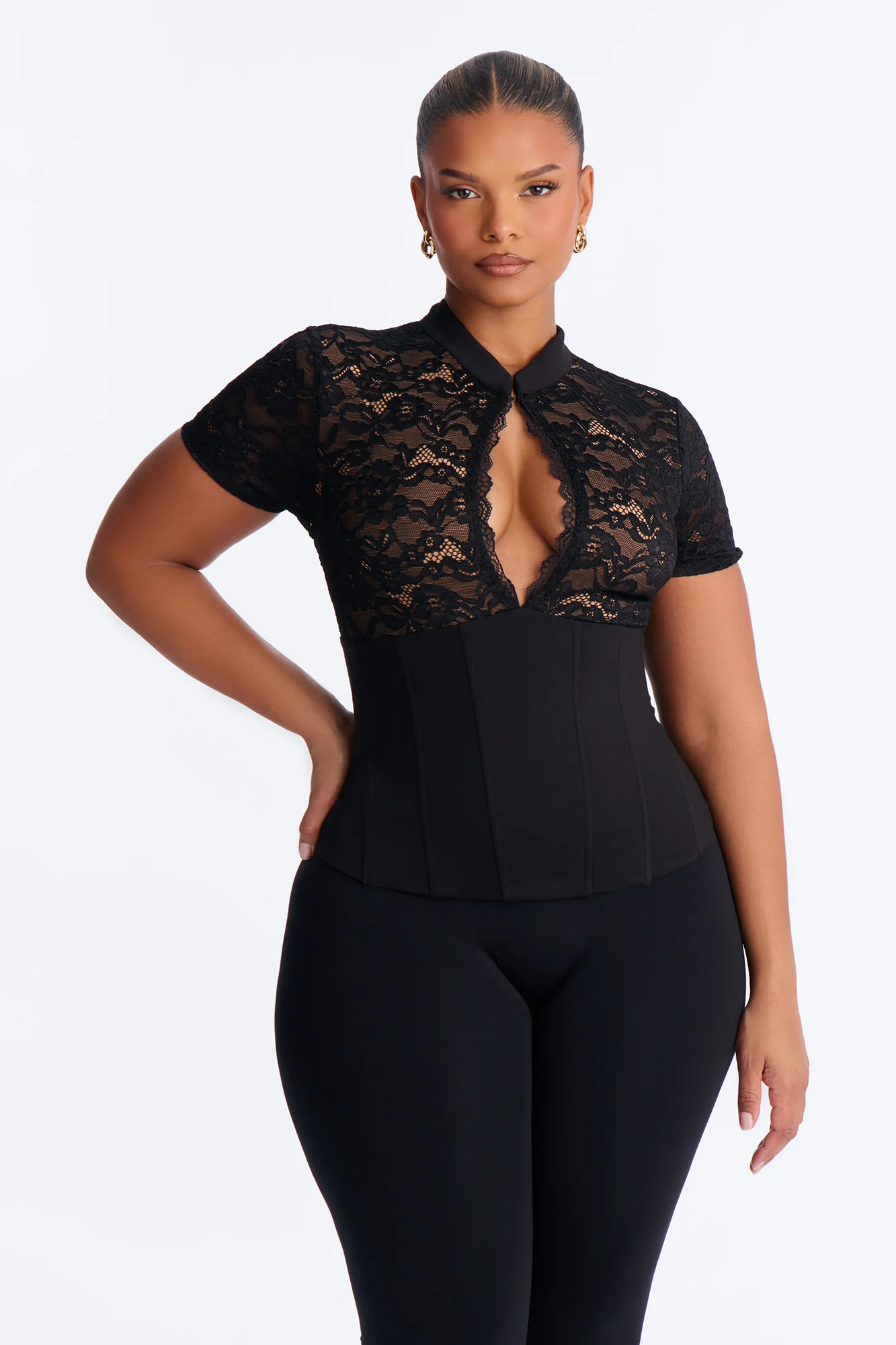 Katherine Lace Corset Top - Black - Image 5