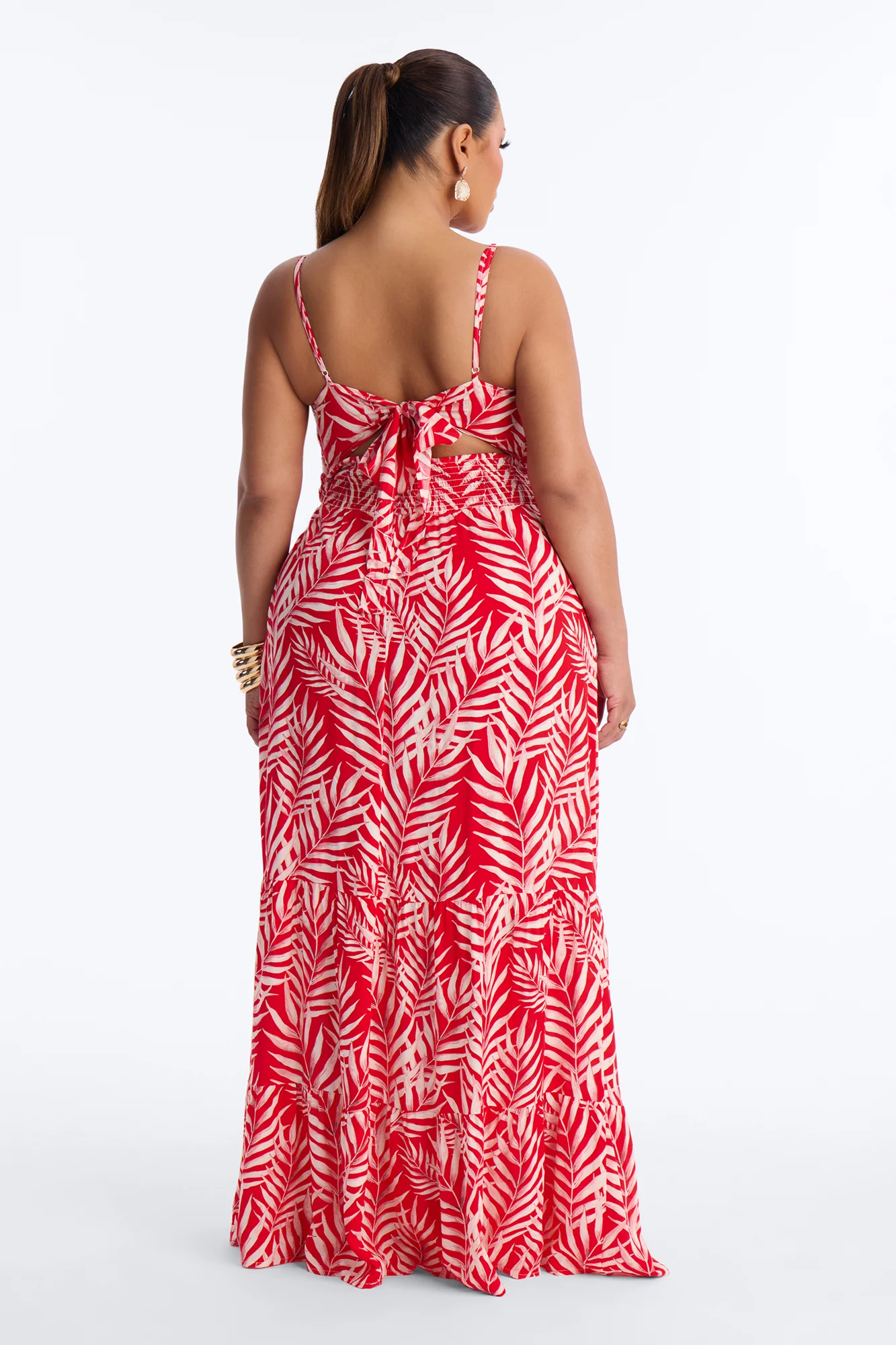 Kaylie Printed Tie Front Maxi Dress - Red/combo - Image 8
