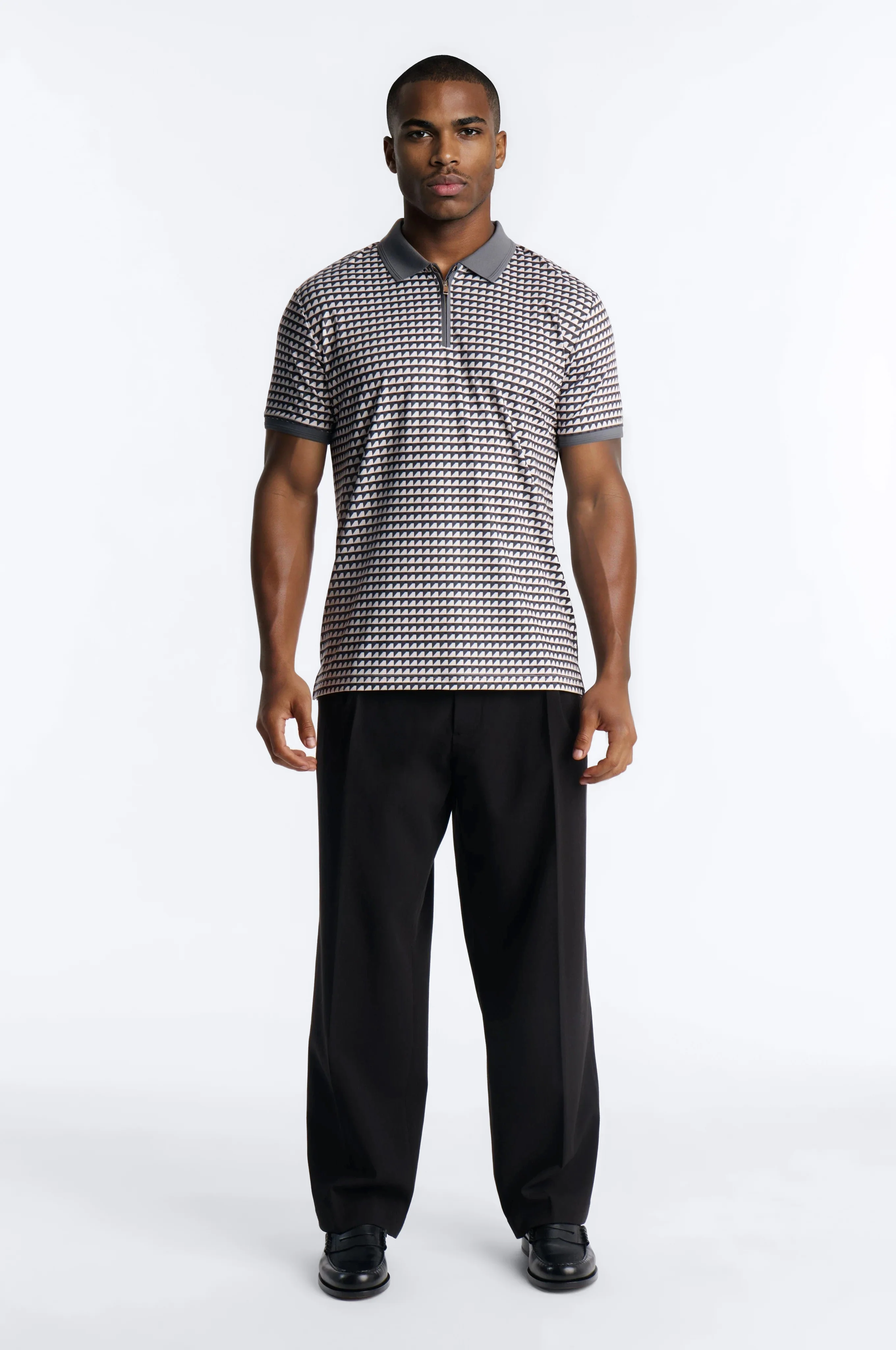 Keen Lines Quarter Zip Polo - Black/White - Image 2