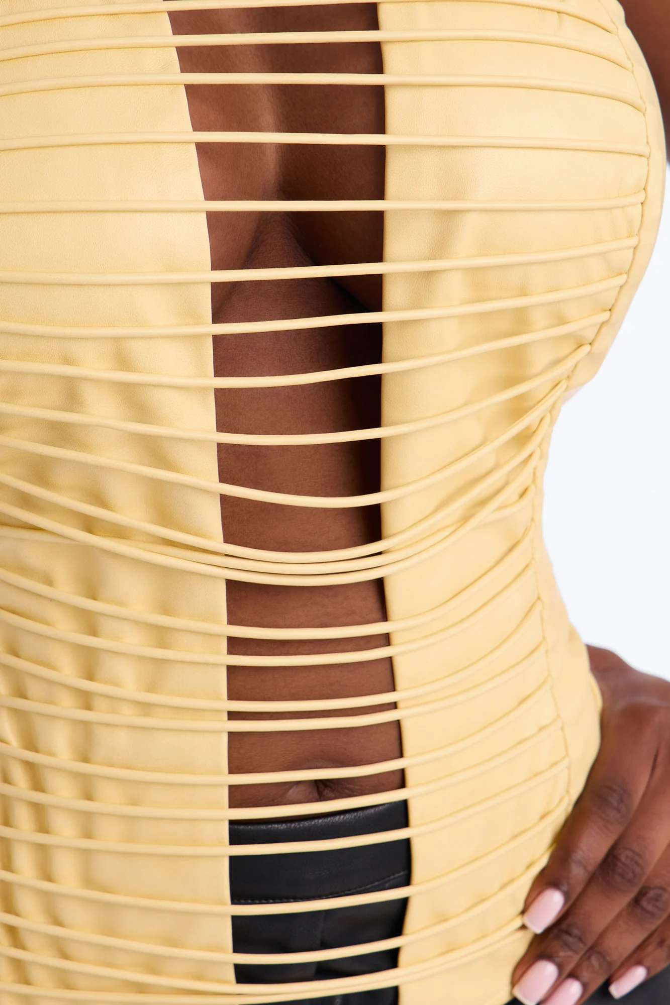 Keep Driving Strappy Faux Leather Top - Butter Yellow - Image 8