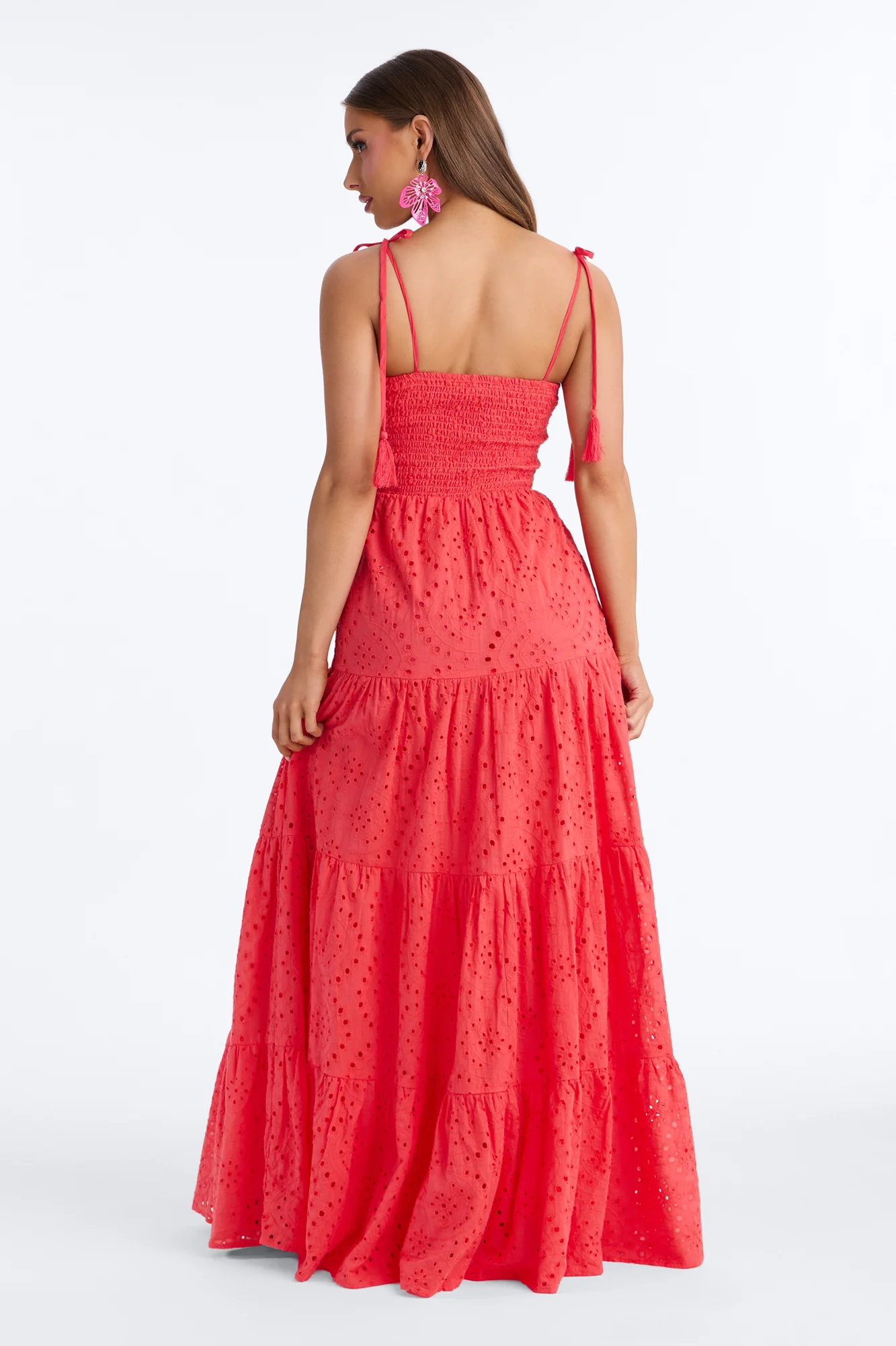 Keep It Casual Eyelet Maxi Dress - Coral - Image 4