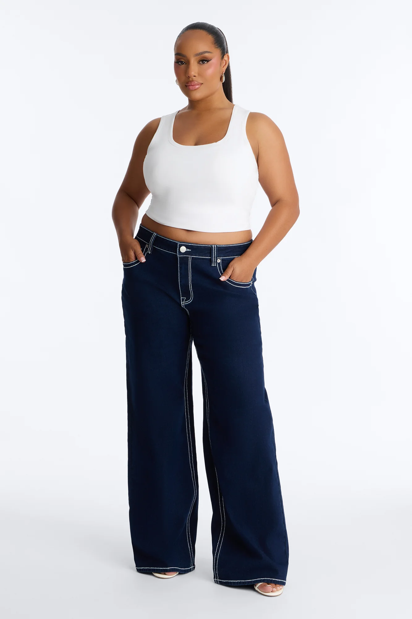 Keep It Simple Baggy Jeans - Dark Wash - Image 5