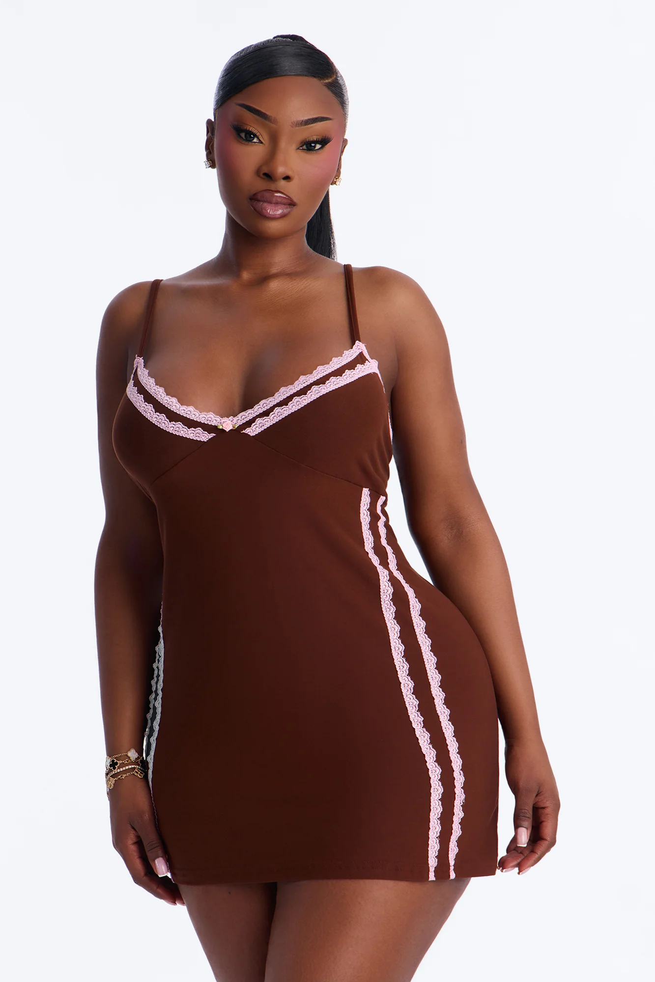 Keep Me Warm PJ Sleep Dress - Brown/combo - Image 4