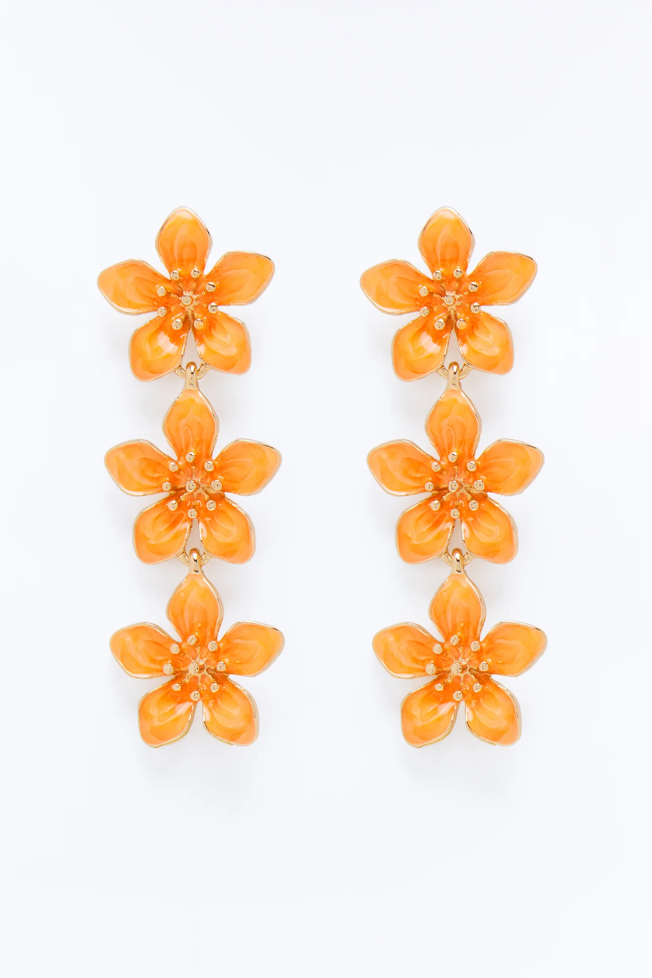 Keep Thriving Floral Linear Earrings - Orange - Image 3